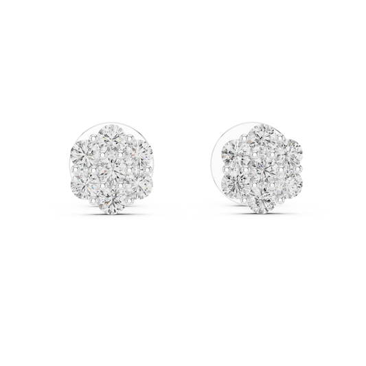 Floral Cluster Diamond Stud Earrings