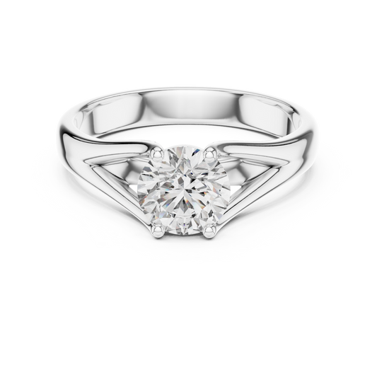 Modern Split-Shoulder Solitaire Diamond Ring