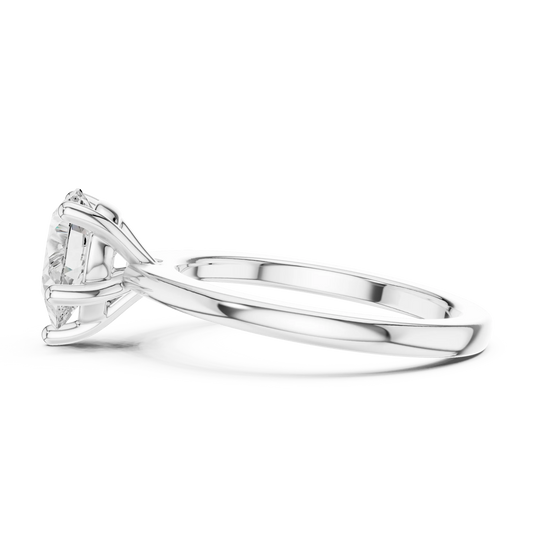 Pear Elegance Solitaire Diamond Ring White Gold Side View Pear Diamond