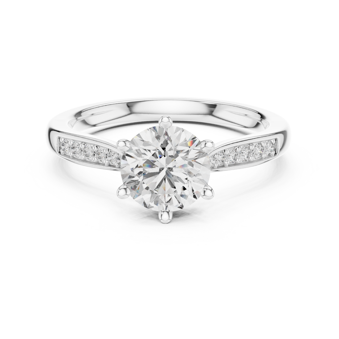 Round Brilliant Pavé Diamond Engagement Ring