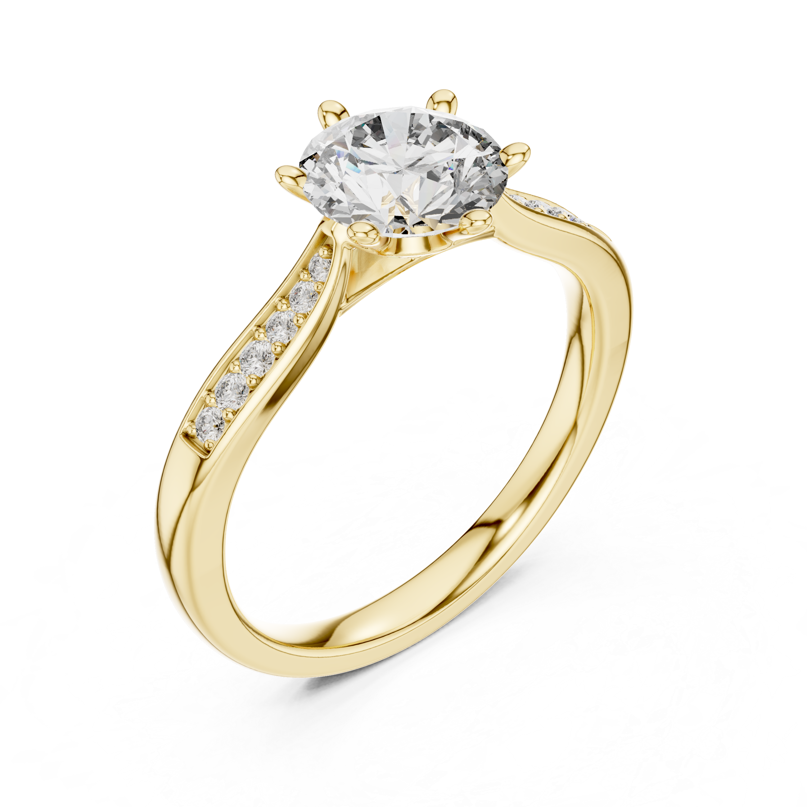 Round Brilliant Pavé Diamond Engagement Ring