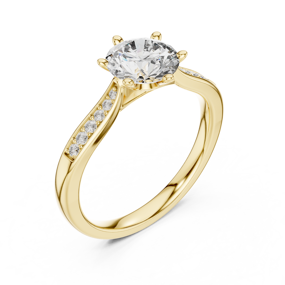 Round Brilliant Pavé Diamond Engagement Ring