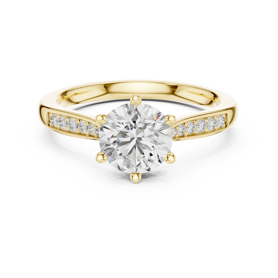 Round Brilliant Pavé Diamond Engagement Ring