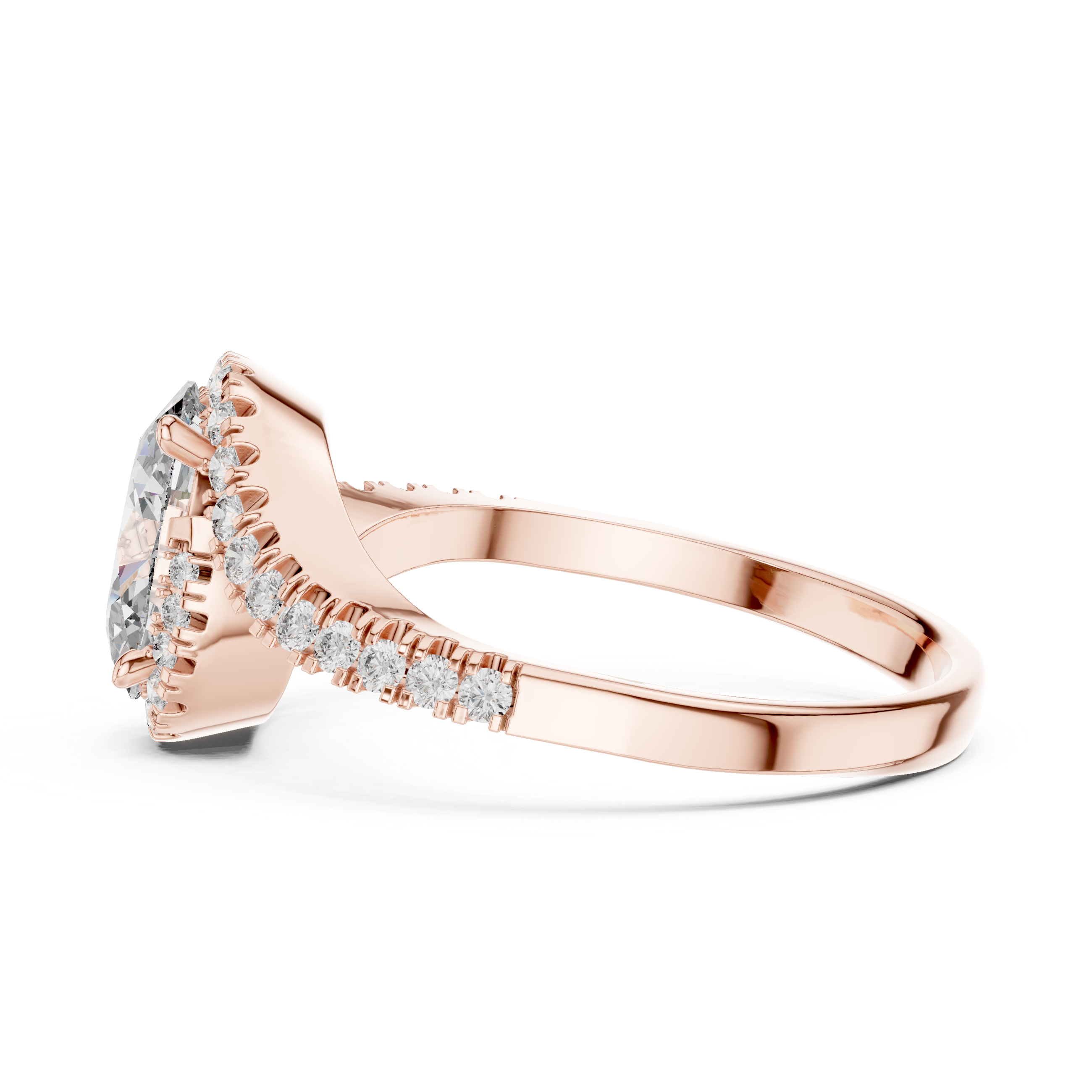 Oval Halo Lab-Grown Diamond Ring with Pavé Band