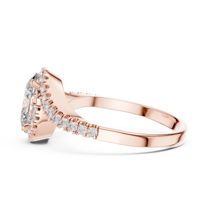 Oval Halo Lab-Grown Diamond Ring with Pavé Band