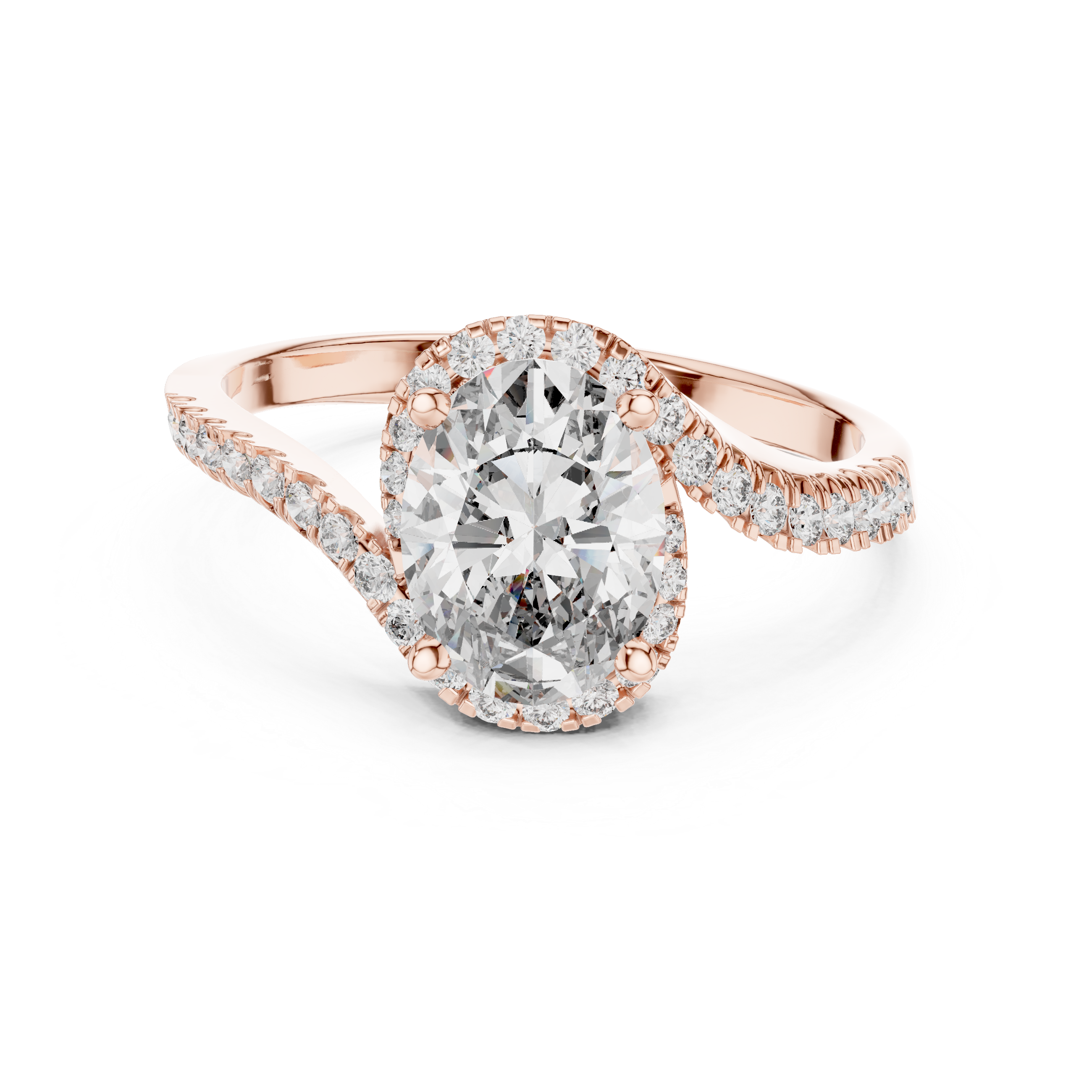 Oval Halo Lab-Grown Diamond Ring with Pavé Band