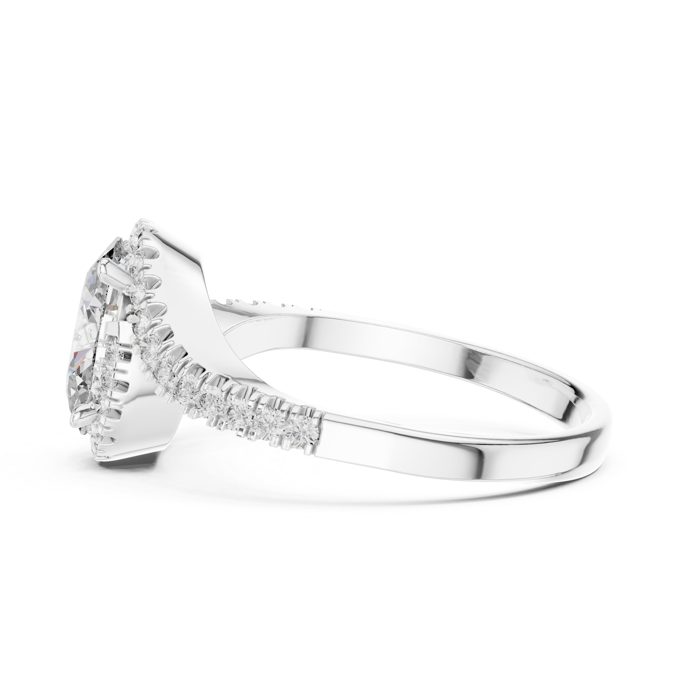 Oval Halo Lab-Grown Diamond Ring with Pavé Band