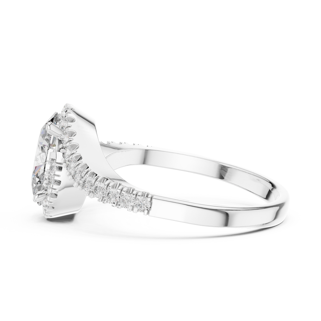 Oval Halo Lab-Grown Diamond Ring with Pavé Band