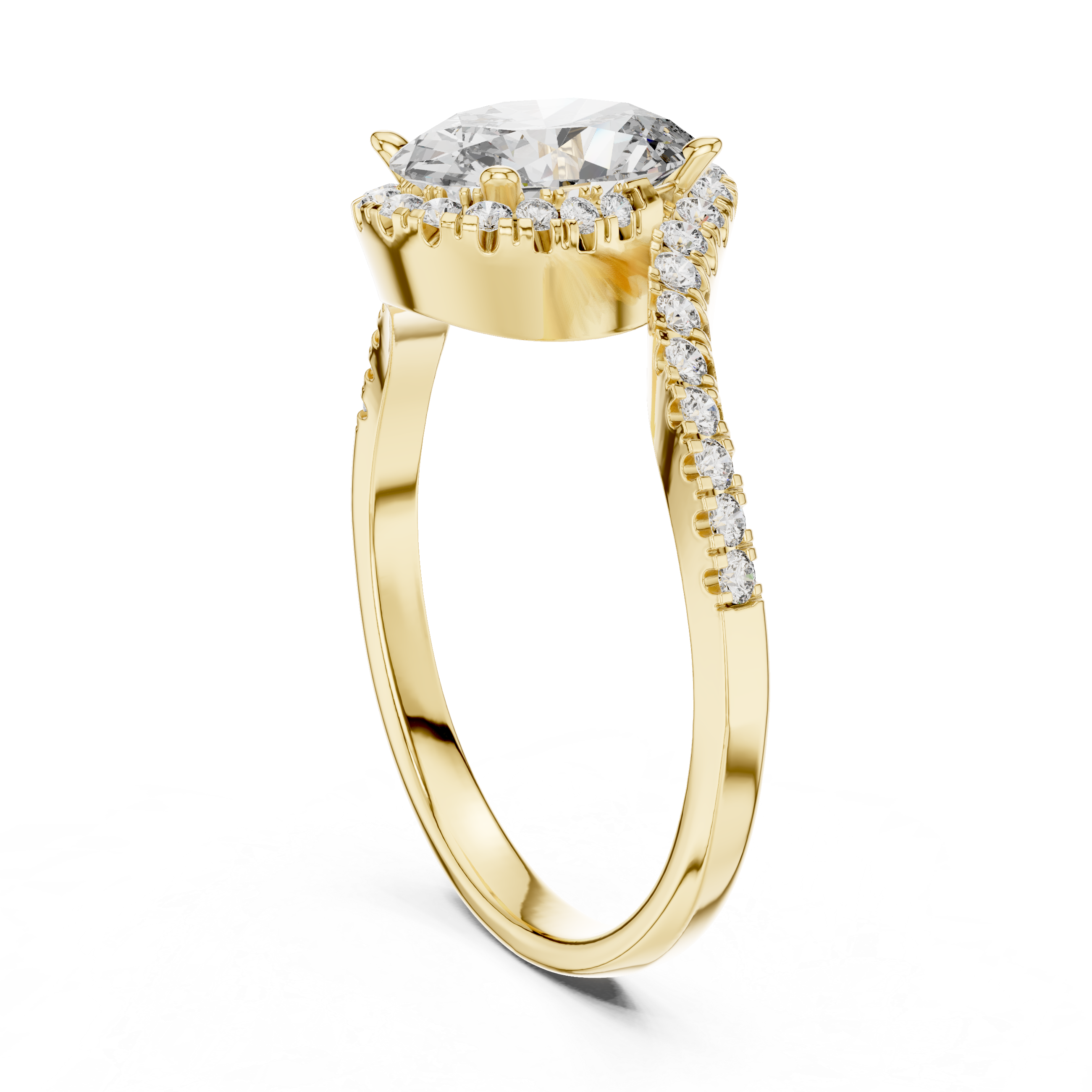 Oval Halo Lab-Grown Diamond Ring with Pavé Band