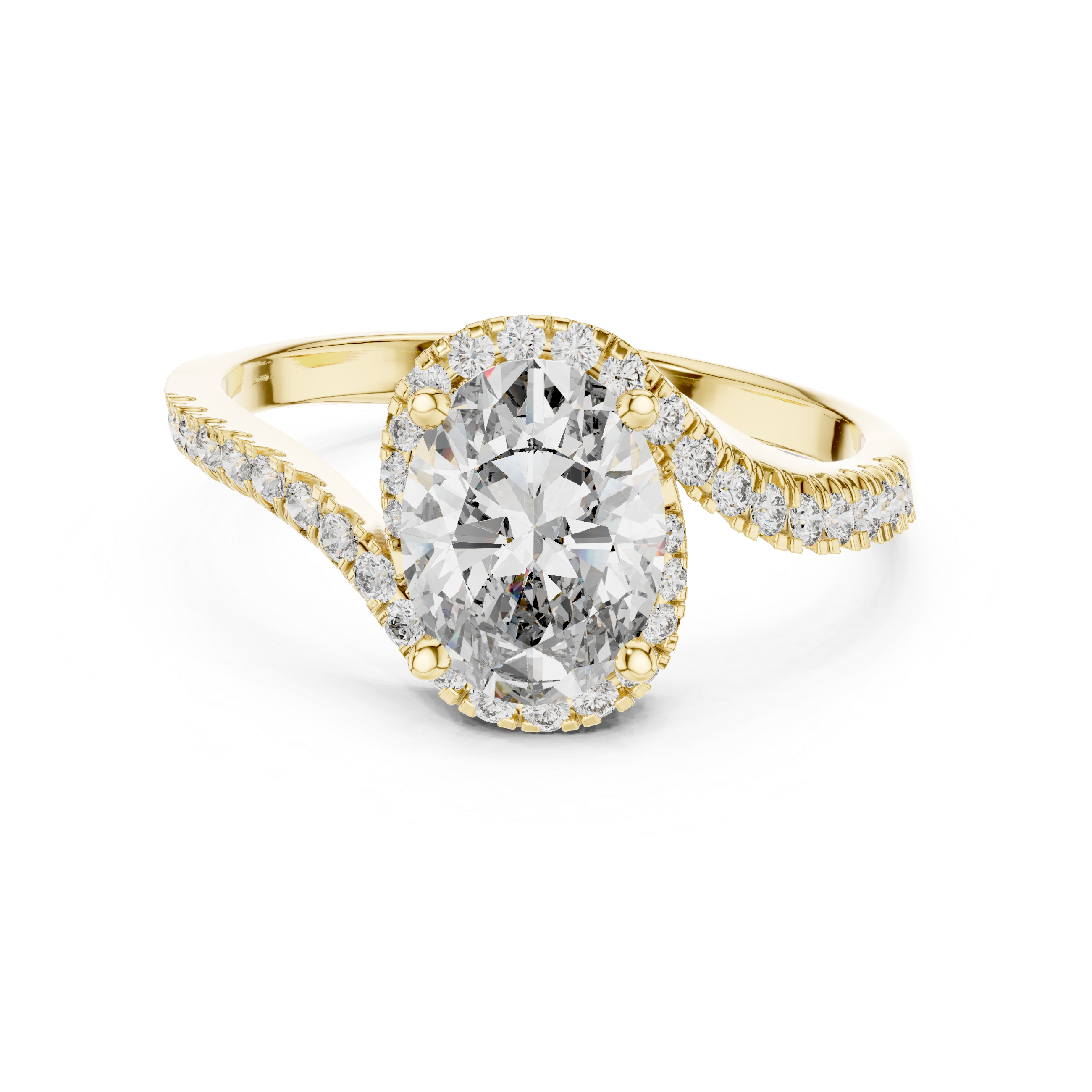 Oval Halo Lab-Grown Diamond Ring with Pavé Band