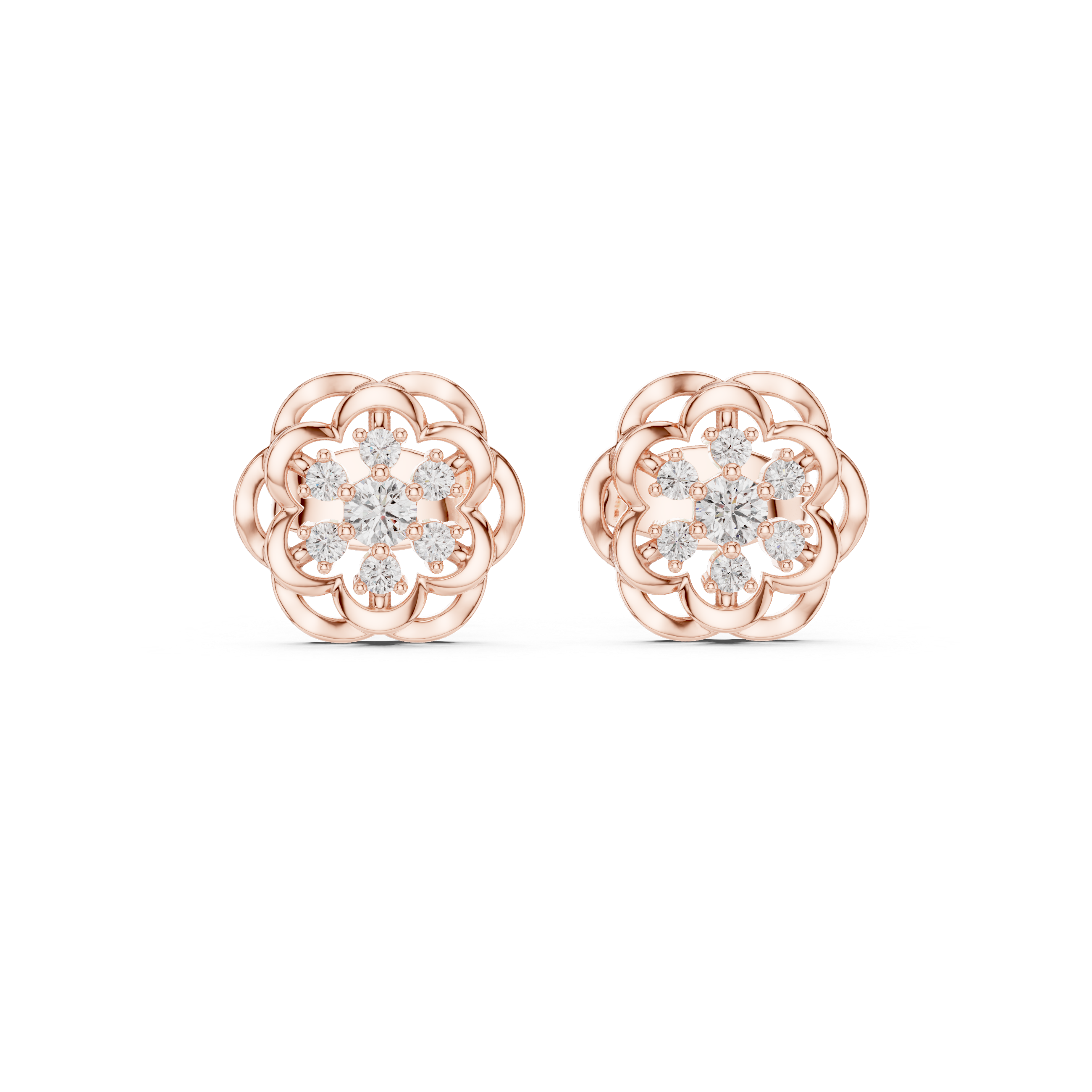 Rose Bloom Lab-Grown Diamond Stud Earrings