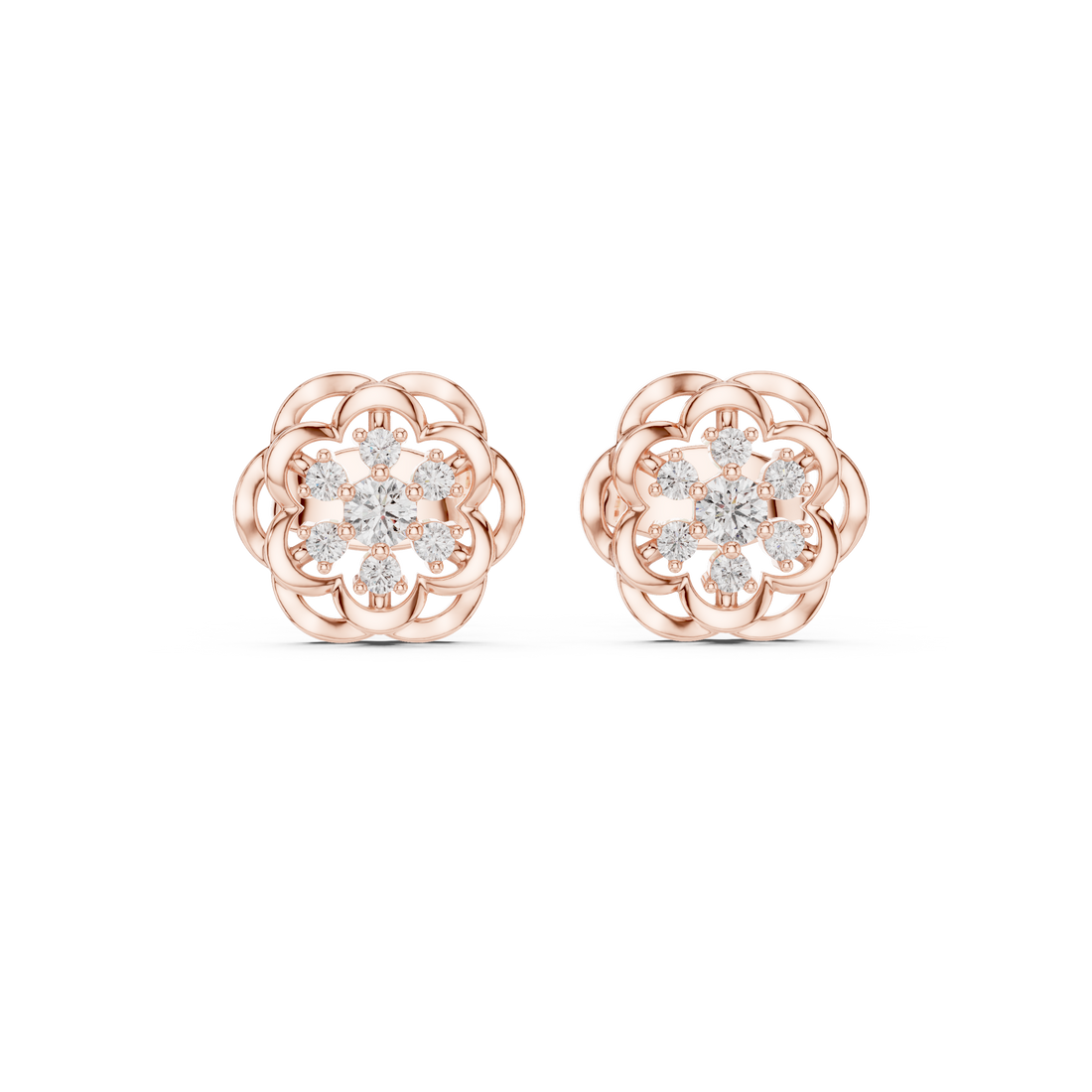 Rose Bloom Lab-Grown Diamond Stud Earrings