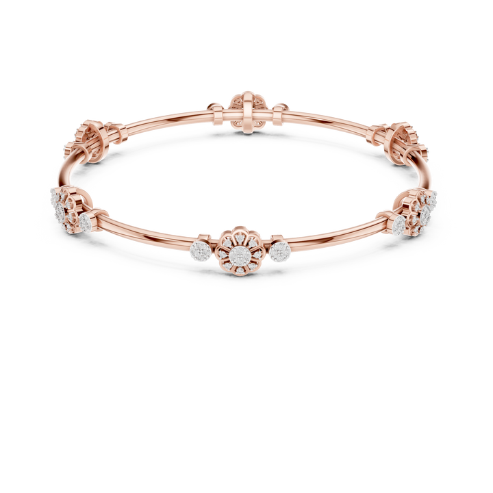 Floral Radiance Lab-Grown Diamond Bangle Bracelet