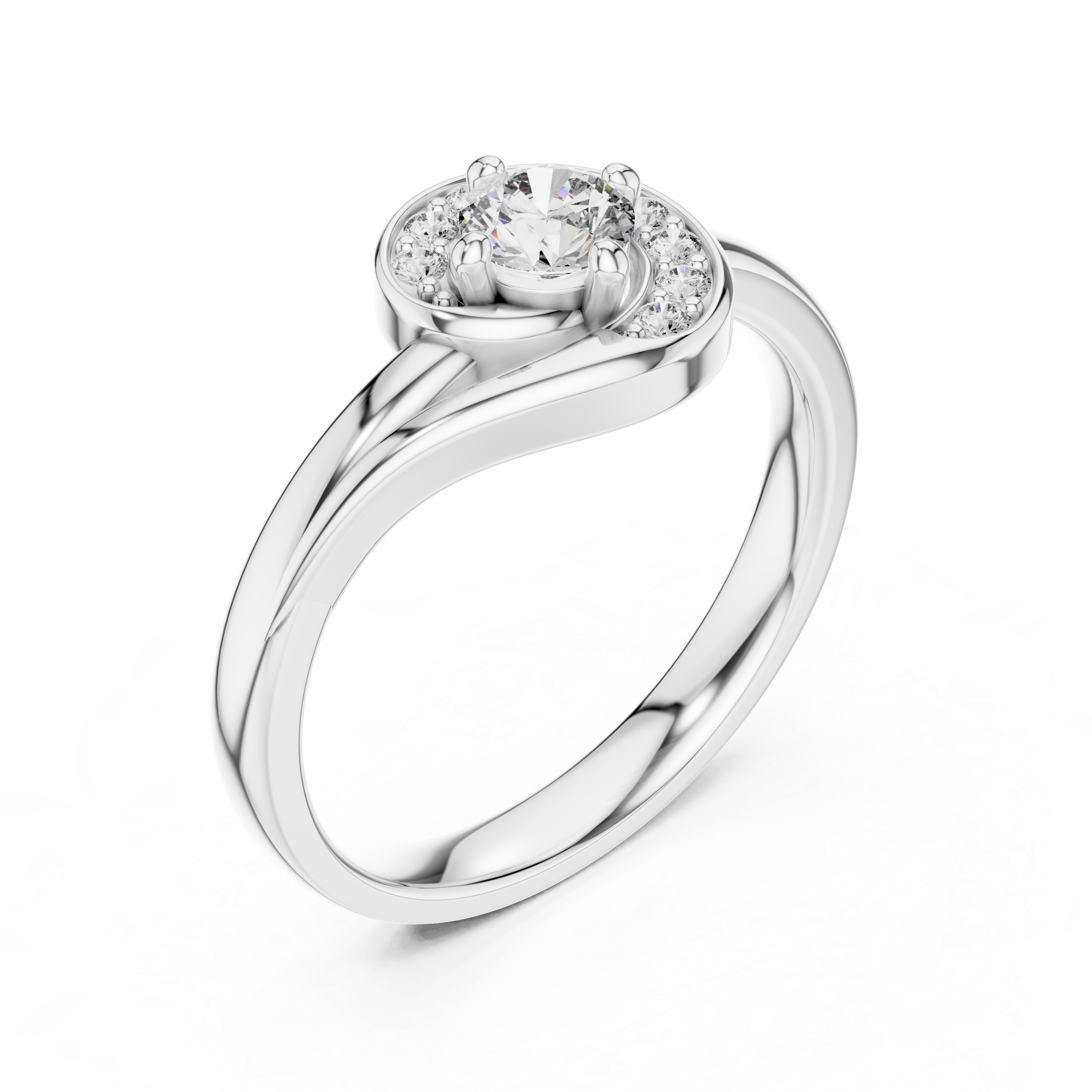 Luna Curve Lab-Grown Diamond Halo Ring