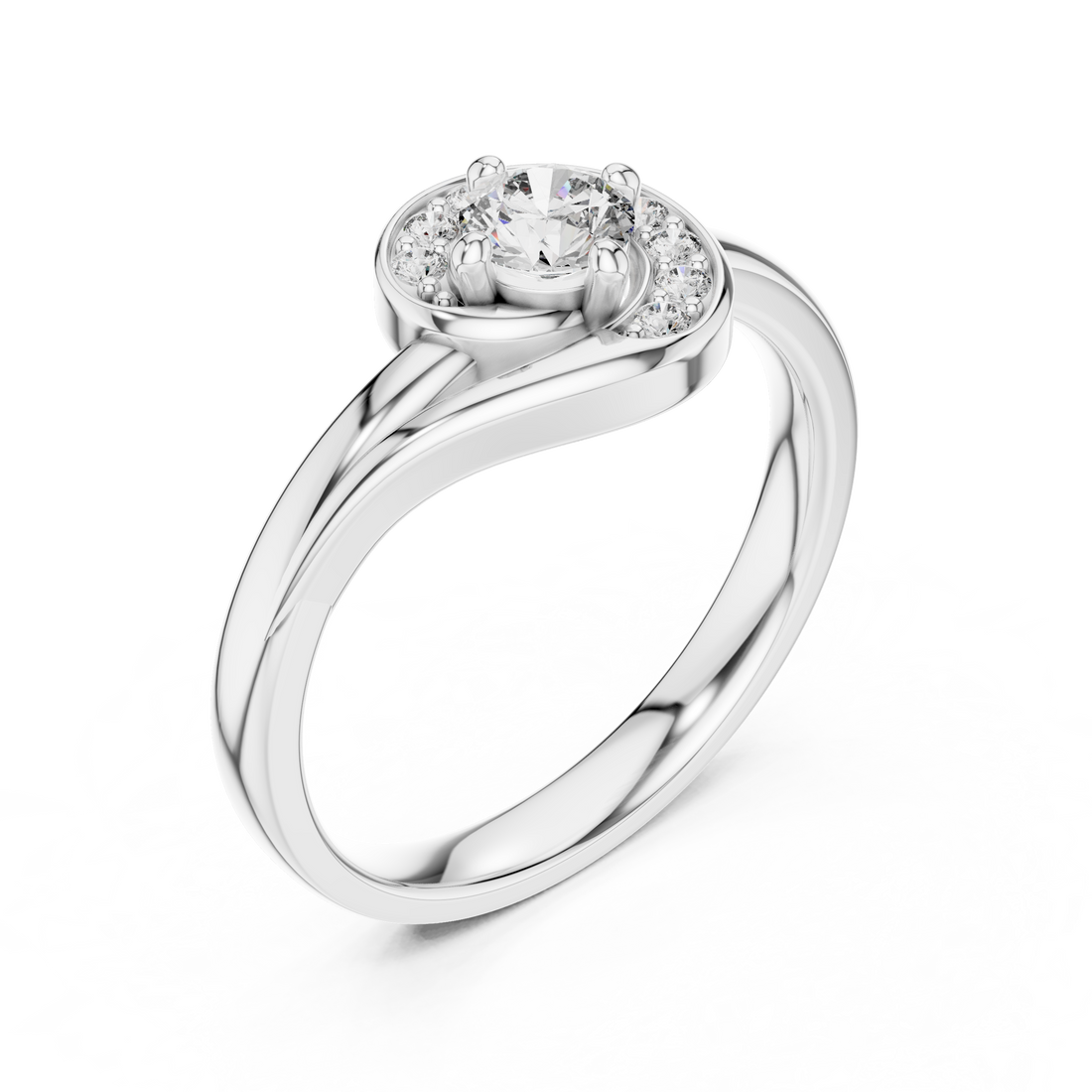 Luna Curve Lab-Grown Diamond Halo Ring
