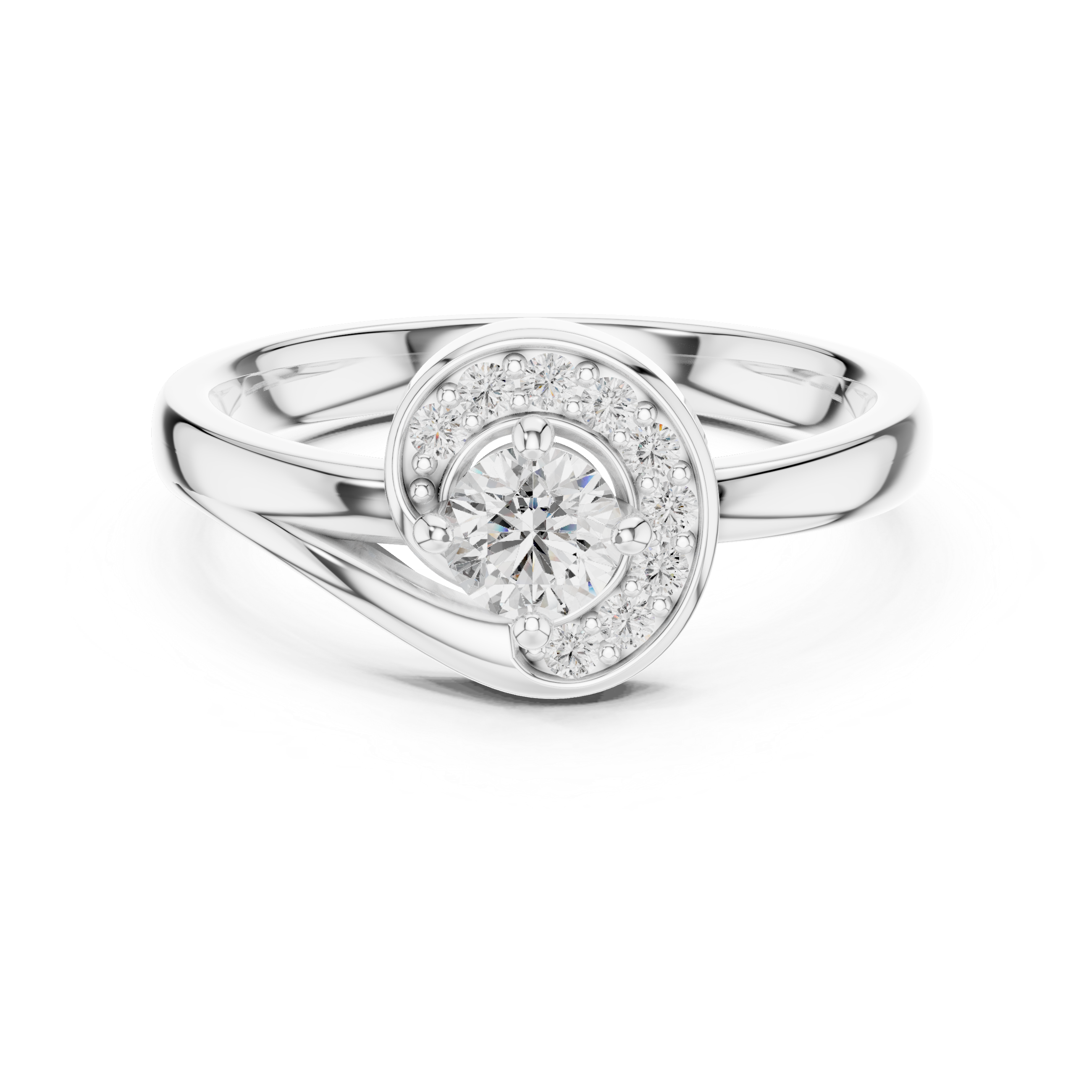 Luna Curve Lab-Grown Diamond Halo Ring