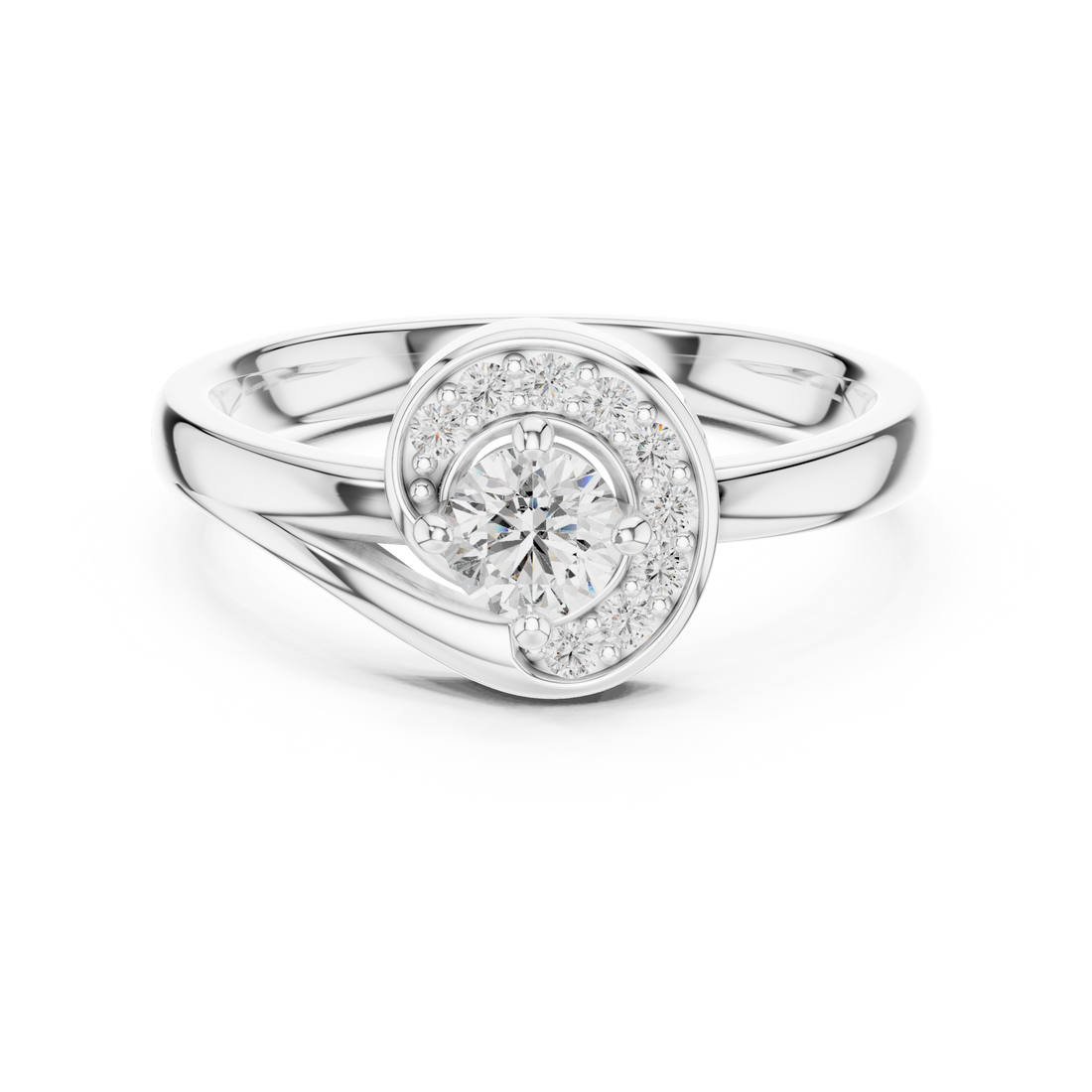 Luna Curve Lab-Grown Diamond Halo Ring