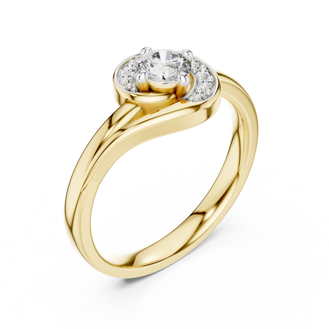 Luna Curve Lab-Grown Diamond Halo Ring