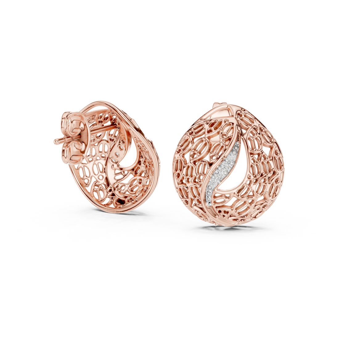 Rose Whisper Filigree Lab-Grown Diamond Stud Earrings