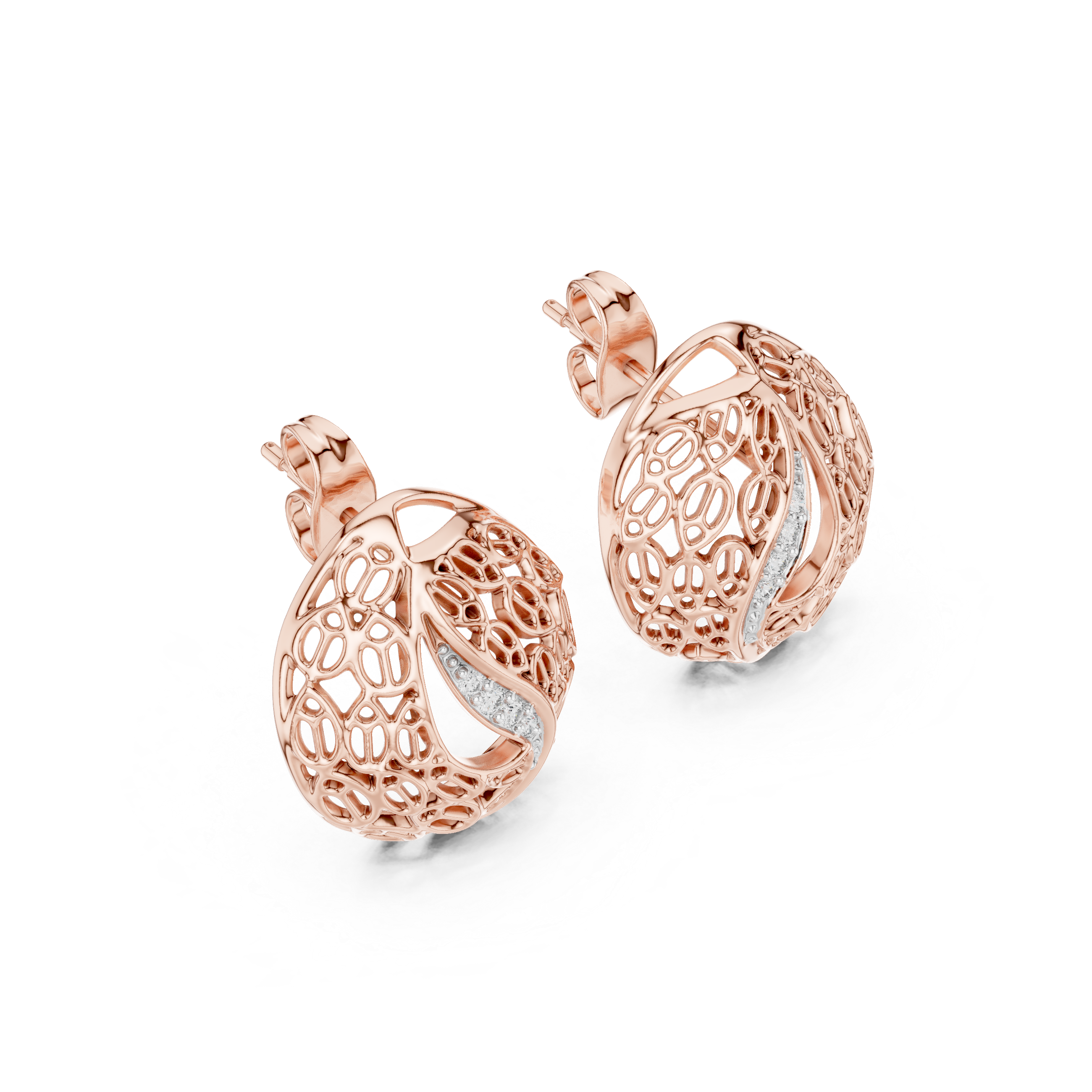 Rose Whisper Filigree Lab-Grown Diamond Stud Earrings