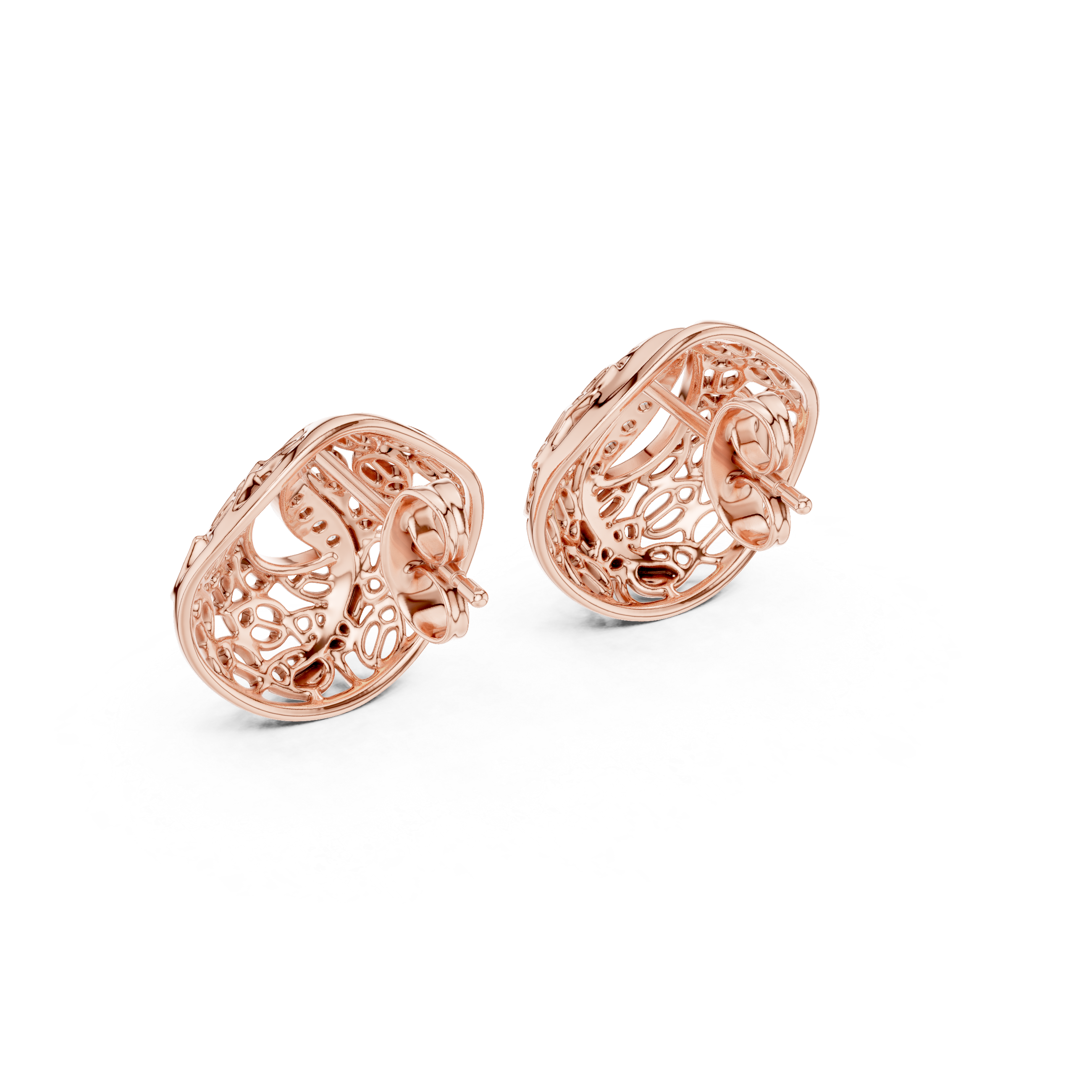 Rose Whisper Filigree Lab-Grown Diamond Stud Earrings