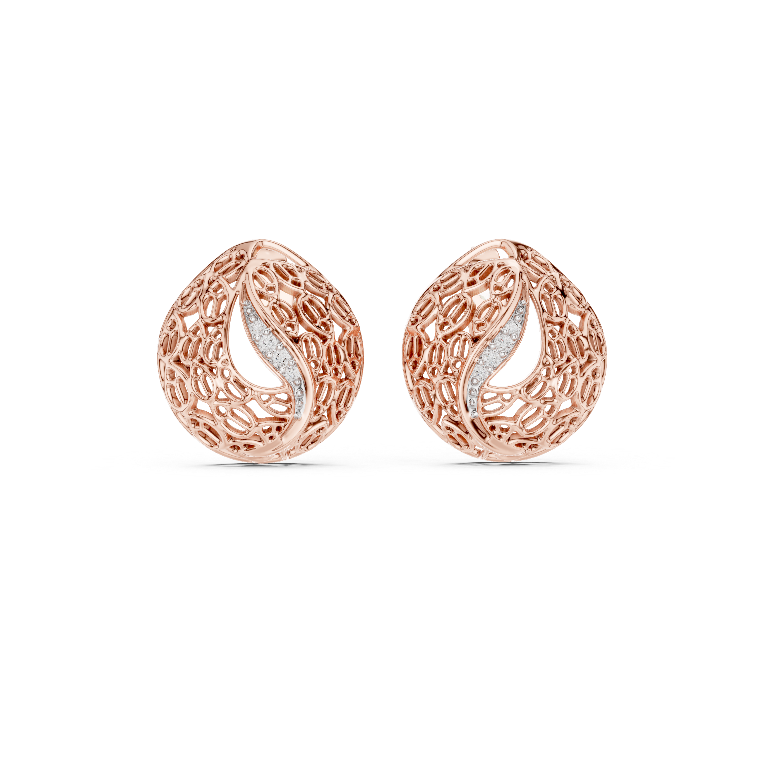 Rose Whisper Filigree Lab-Grown Diamond Stud Earrings