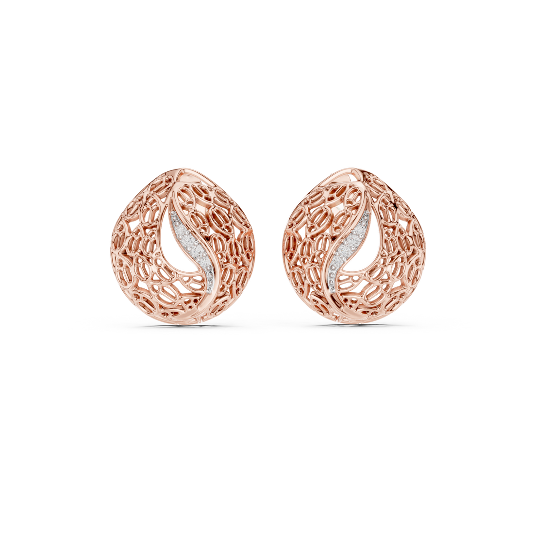Rose Whisper Filigree Lab-Grown Diamond Stud Earrings