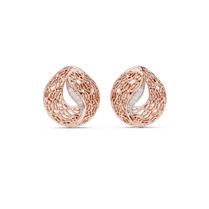 Rose Whisper Filigree Lab-Grown Diamond Stud Earrings