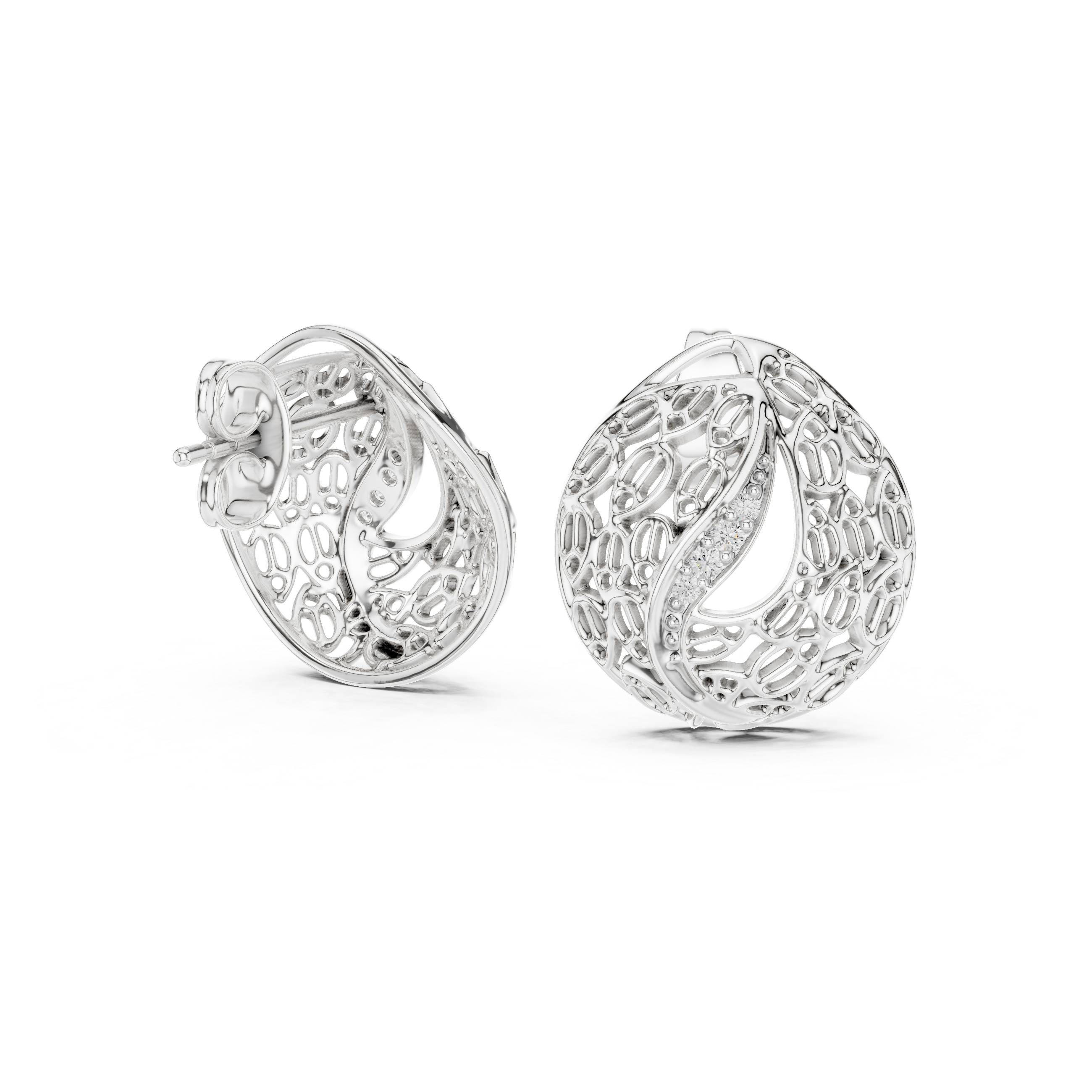 Rose Whisper Filigree Lab-Grown Diamond Stud Earrings