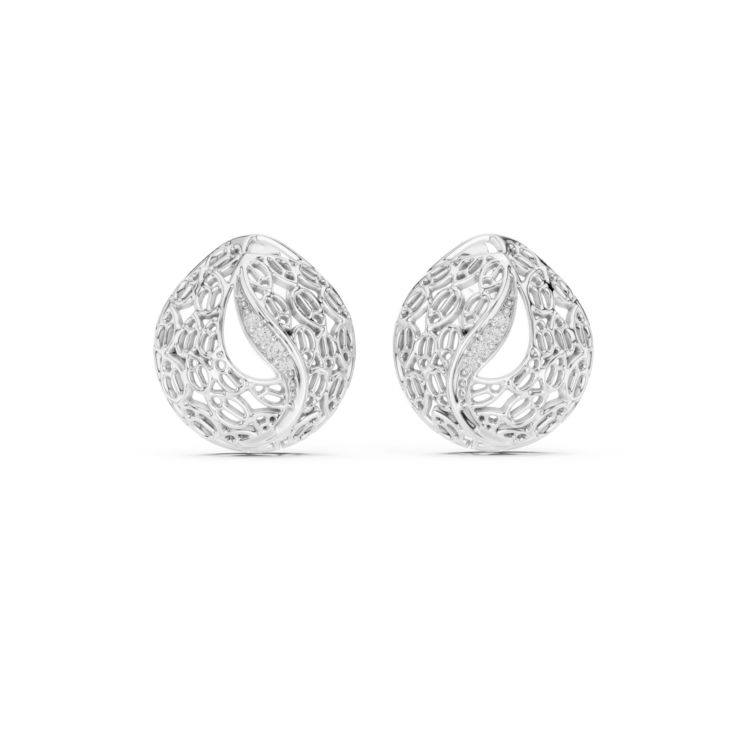 Rose Whisper Filigree Lab-Grown Diamond Stud Earrings