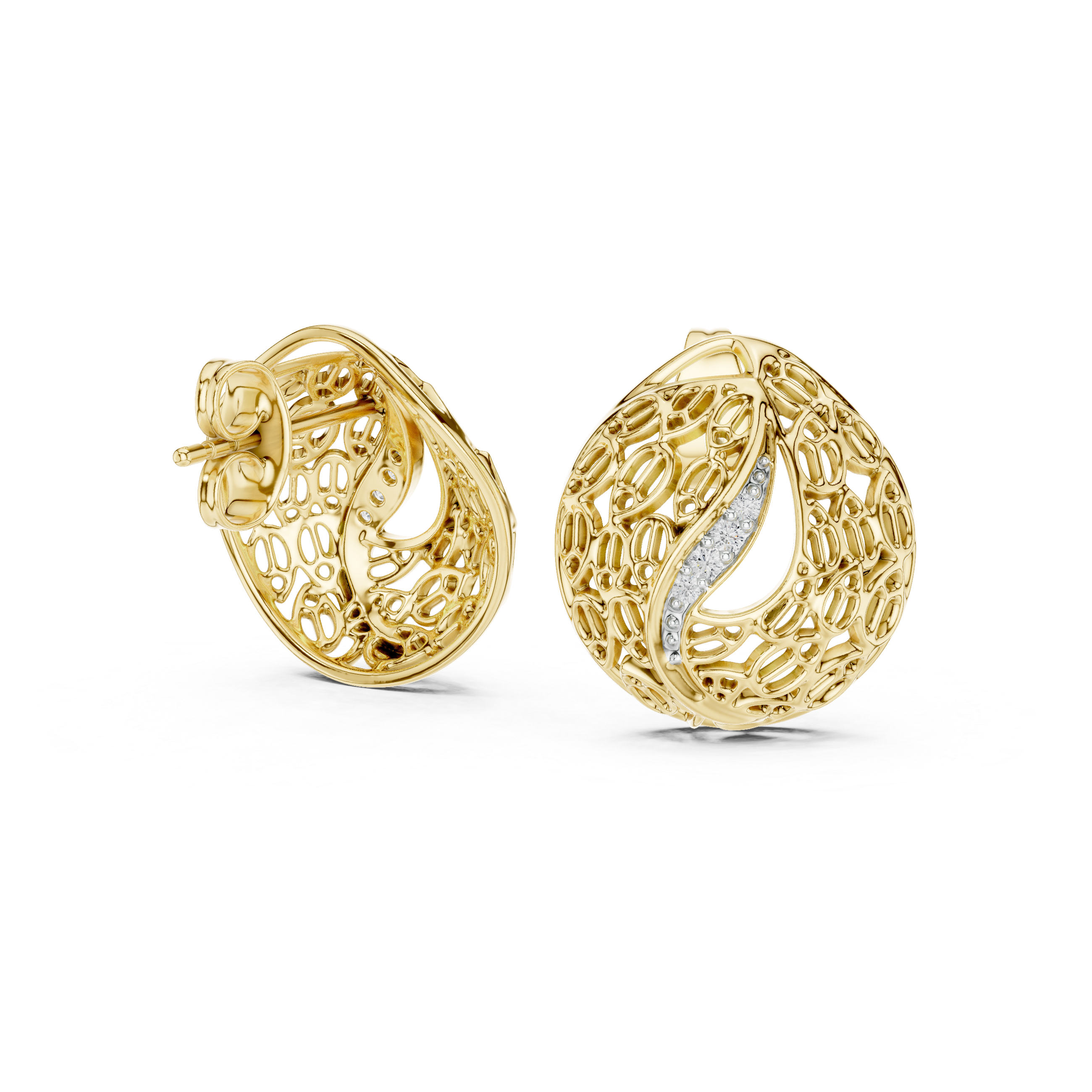 Rose Whisper Filigree Lab-Grown Diamond Stud Earrings