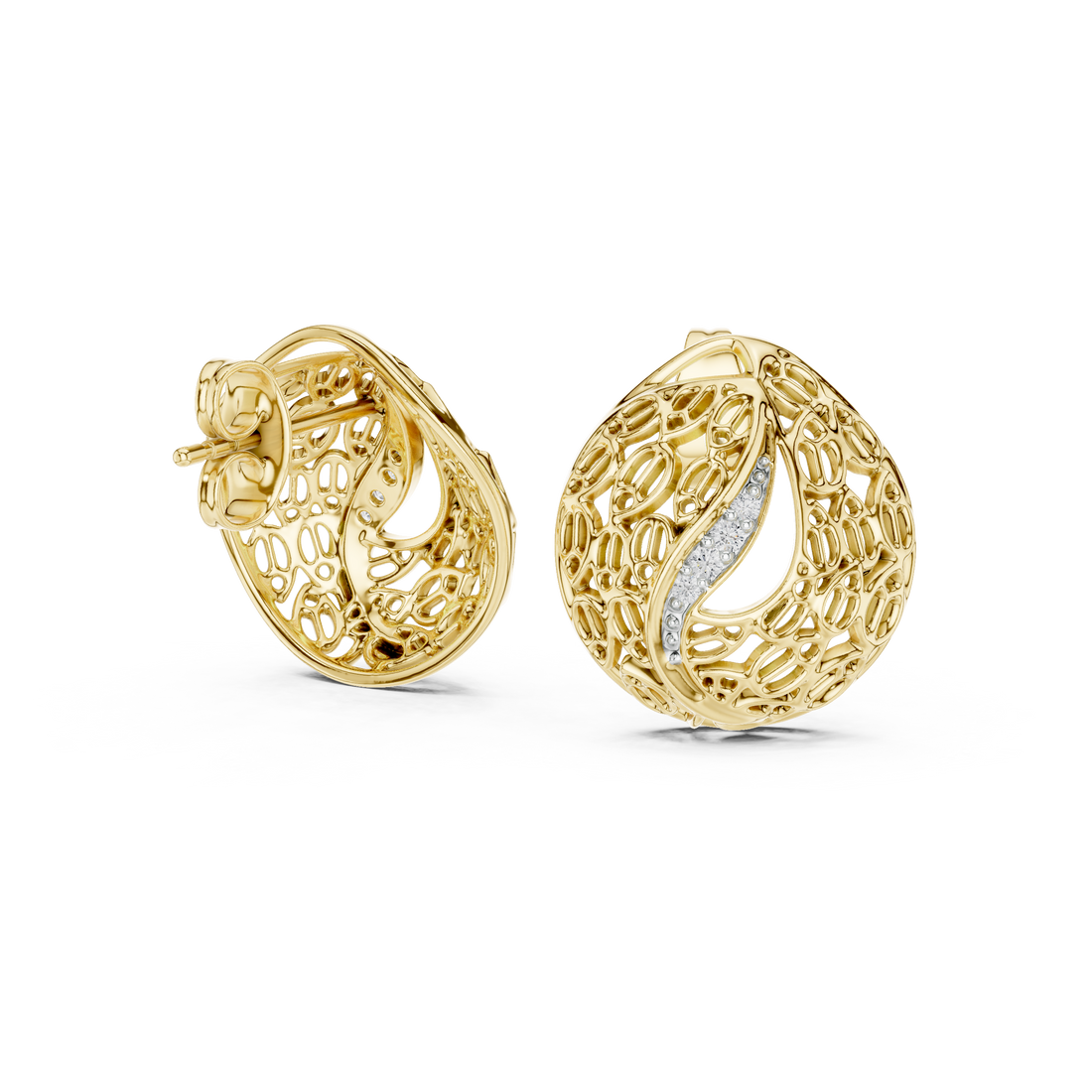 Rose Whisper Filigree Lab-Grown Diamond Stud Earrings