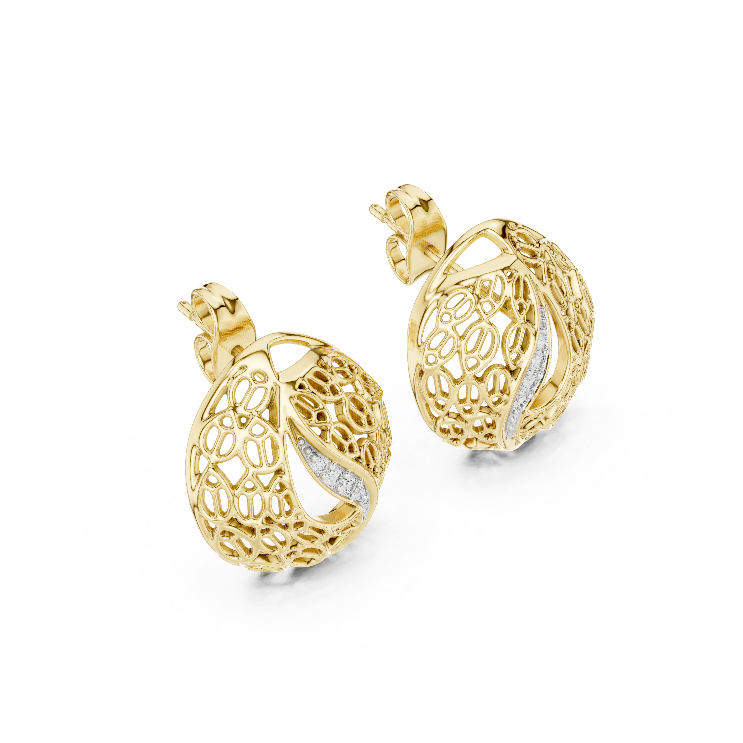 Rose Whisper Filigree Lab-Grown Diamond Stud Earrings