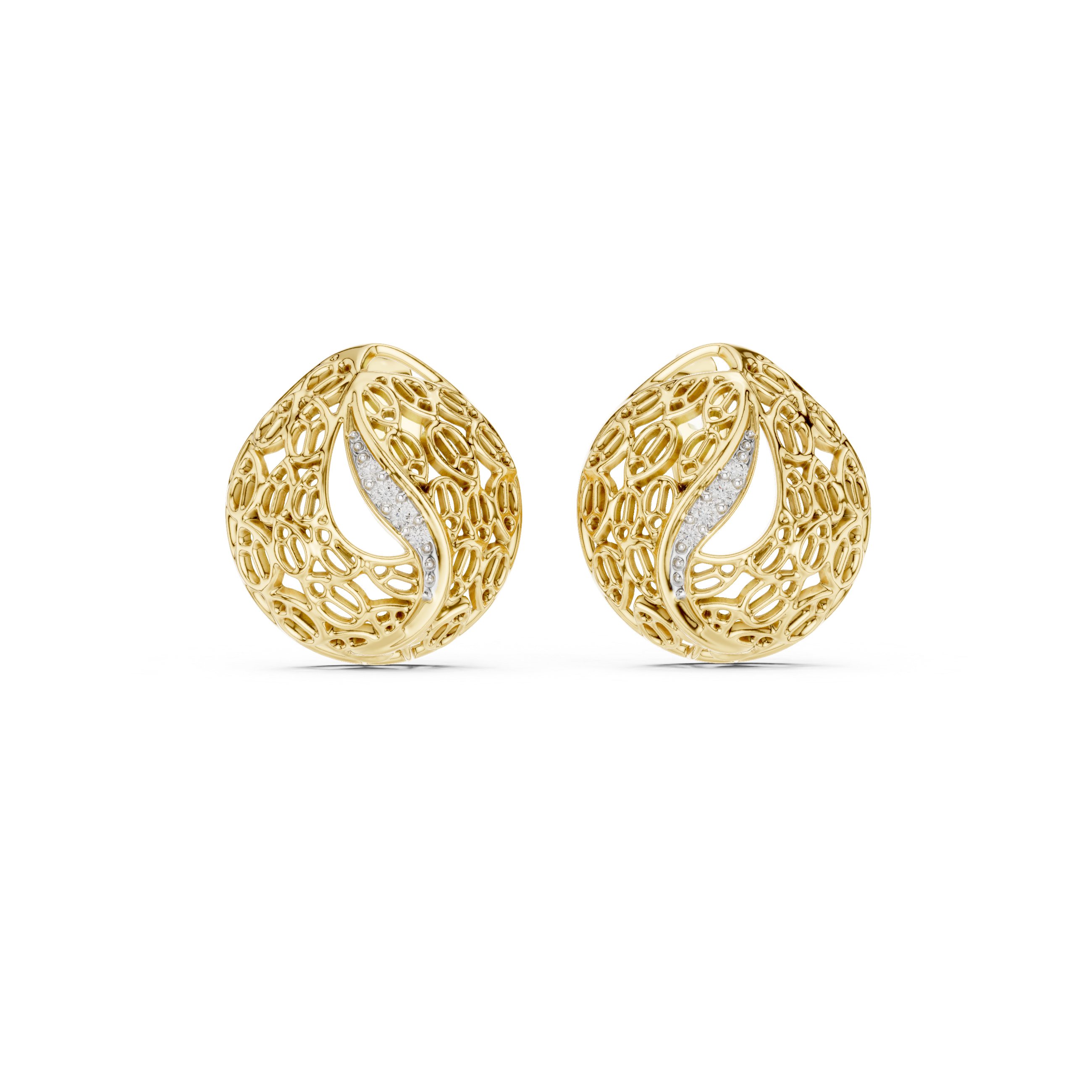 Rose Whisper Filigree Lab-Grown Diamond Stud Earrings