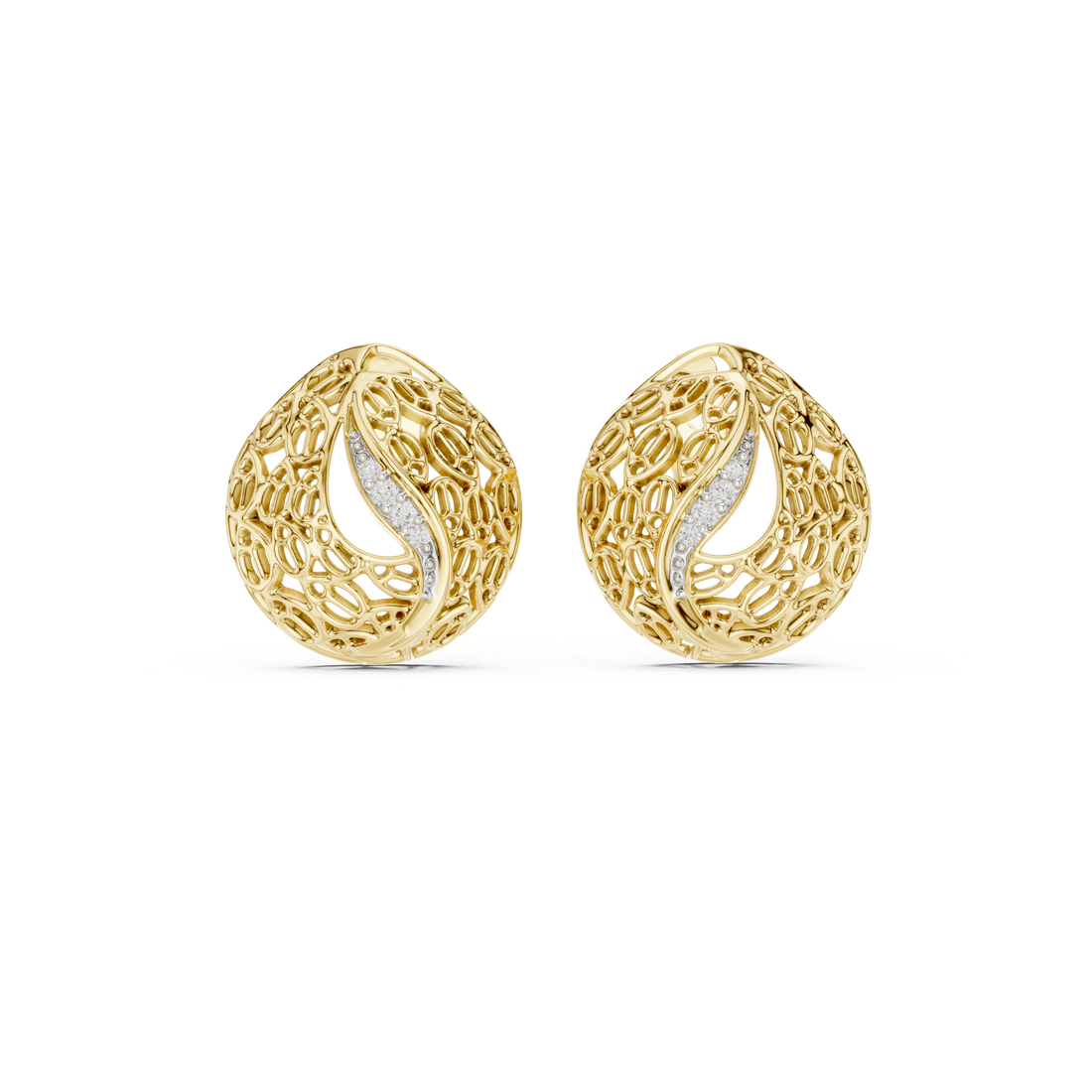 Rose Whisper Filigree Lab-Grown Diamond Stud Earrings