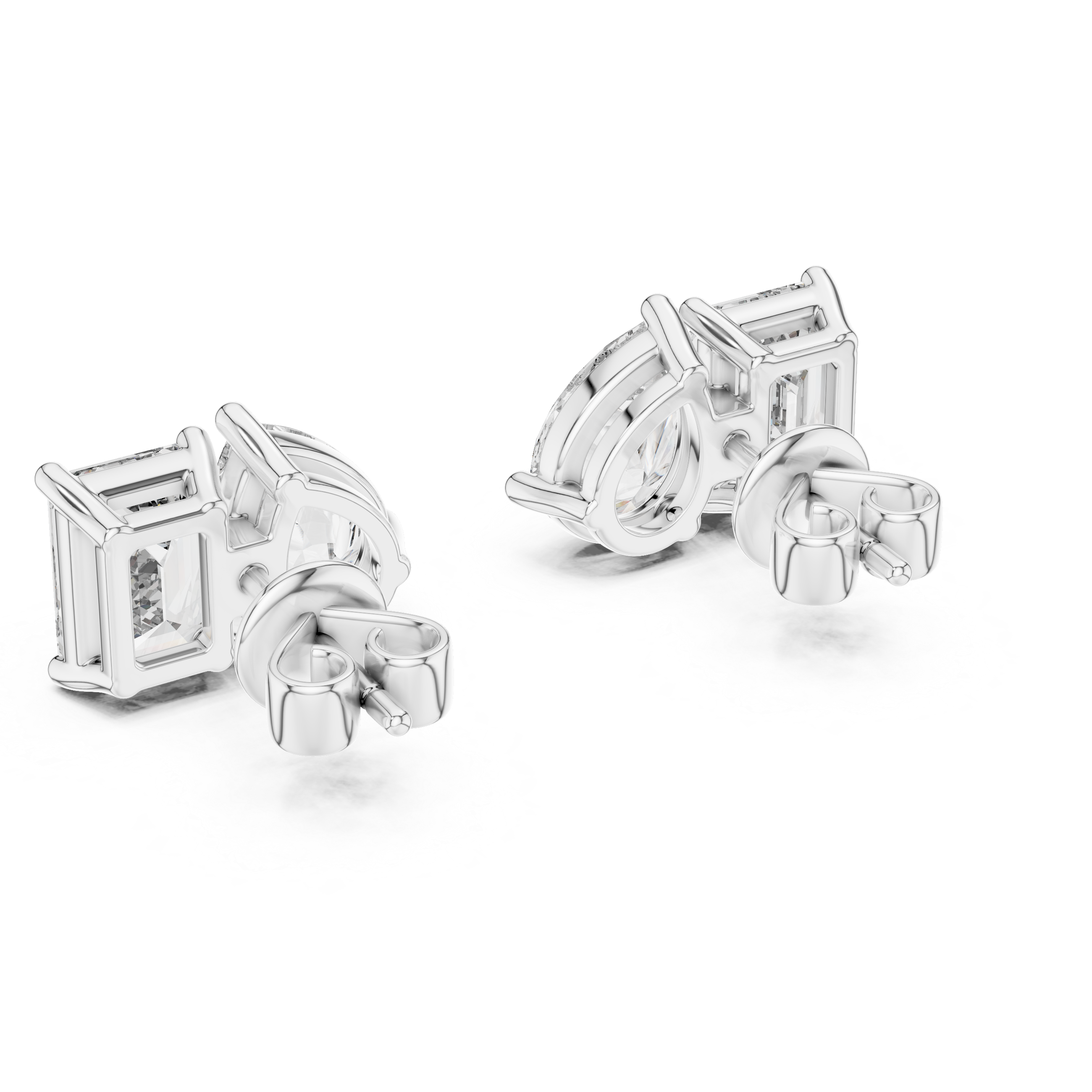 Dual Brilliance Emerald & Pear Lab-Grown Diamond Stud Earrings