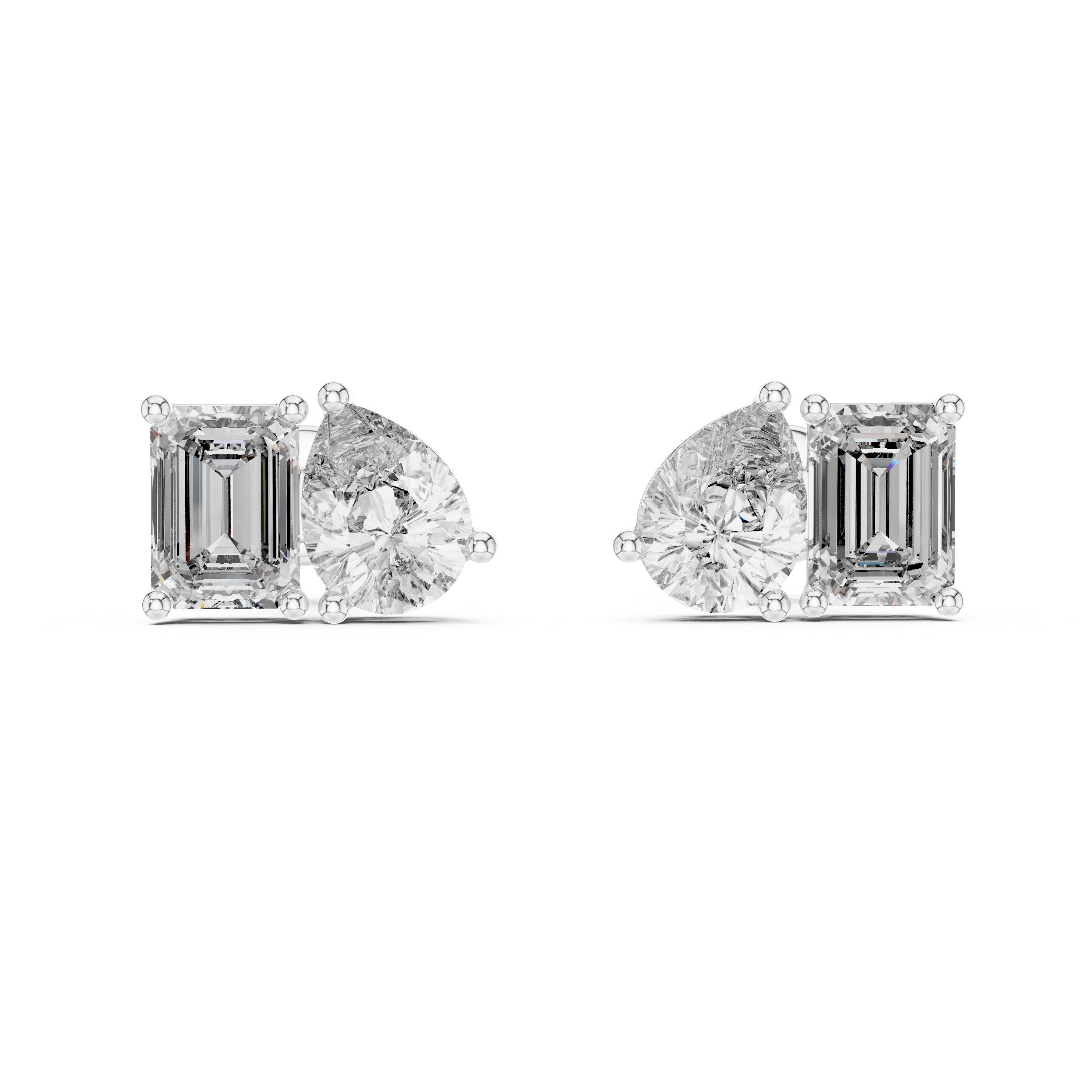 Dual Brilliance Emerald & Pear Lab-Grown Diamond Stud Earrings