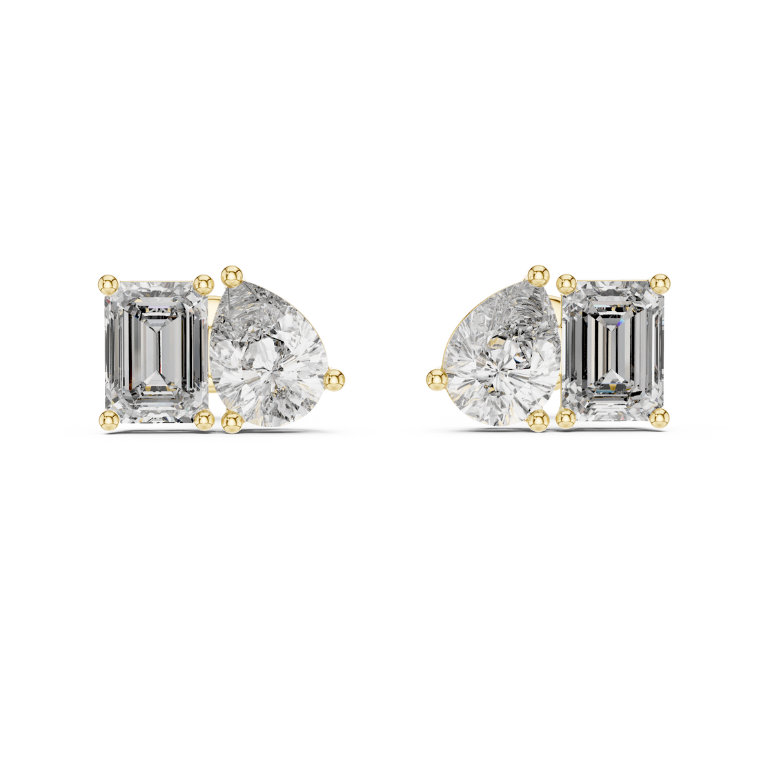Dual Brilliance Emerald & Pear Lab-Grown Diamond Stud Earrings