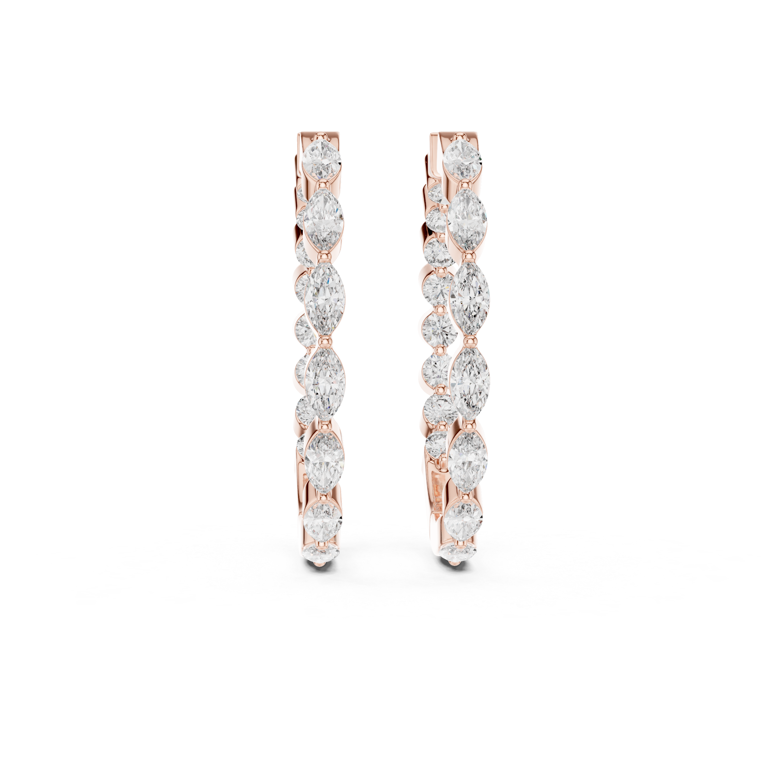 Radiant Marquis Diamond Hoop Earrings