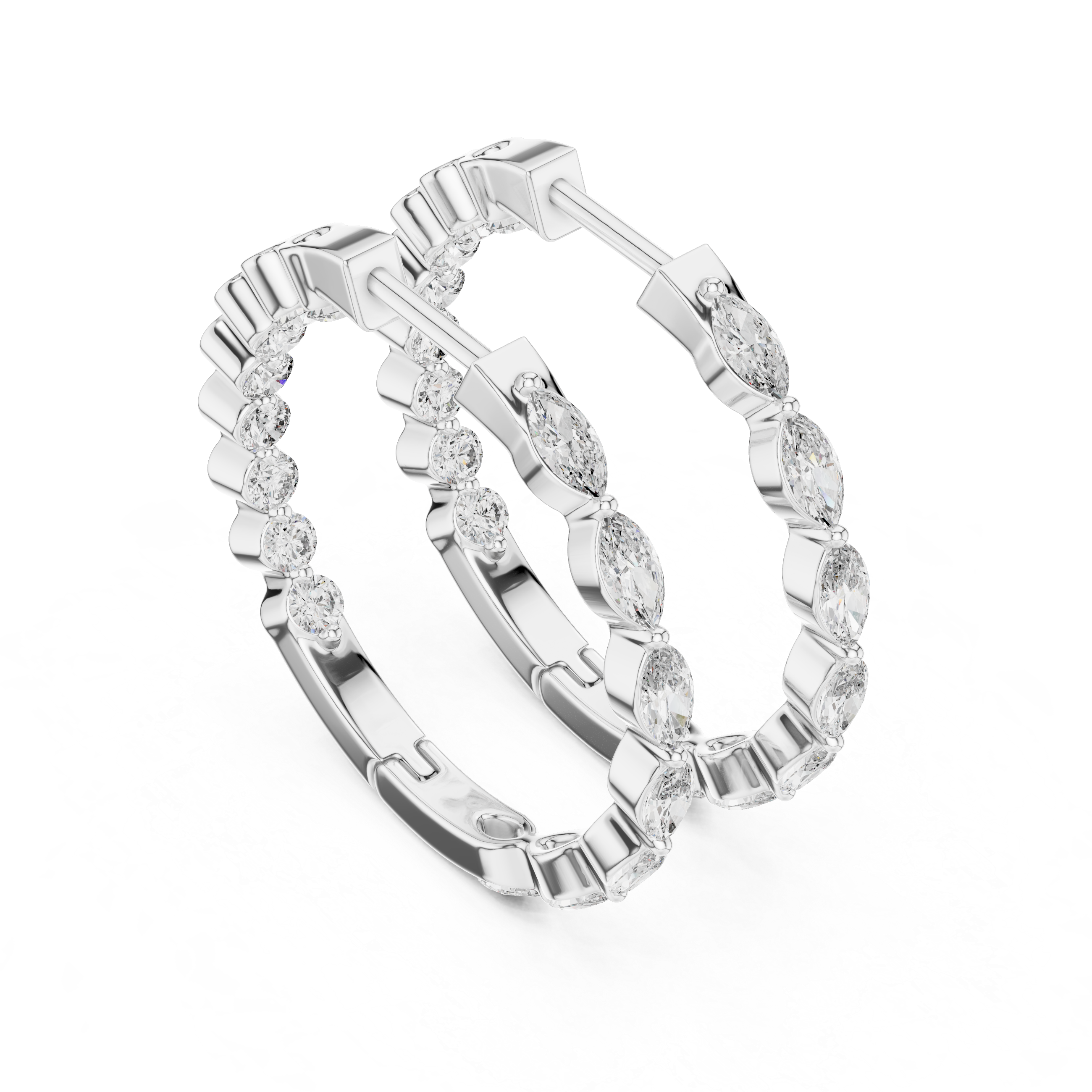 Radiant Marquis Diamond Hoop Earrings