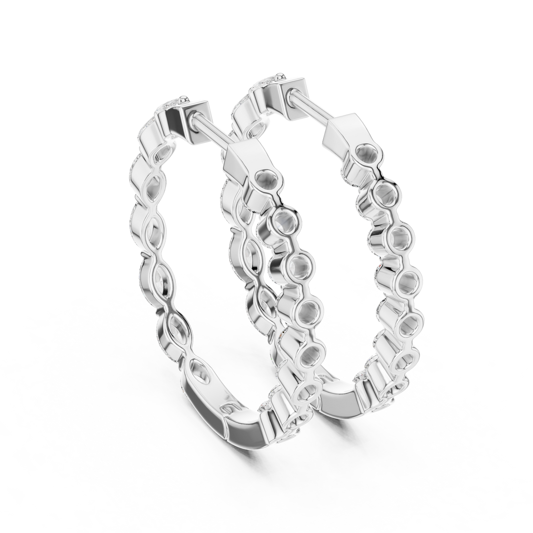 Radiant Marquis Diamond Hoop Earrings