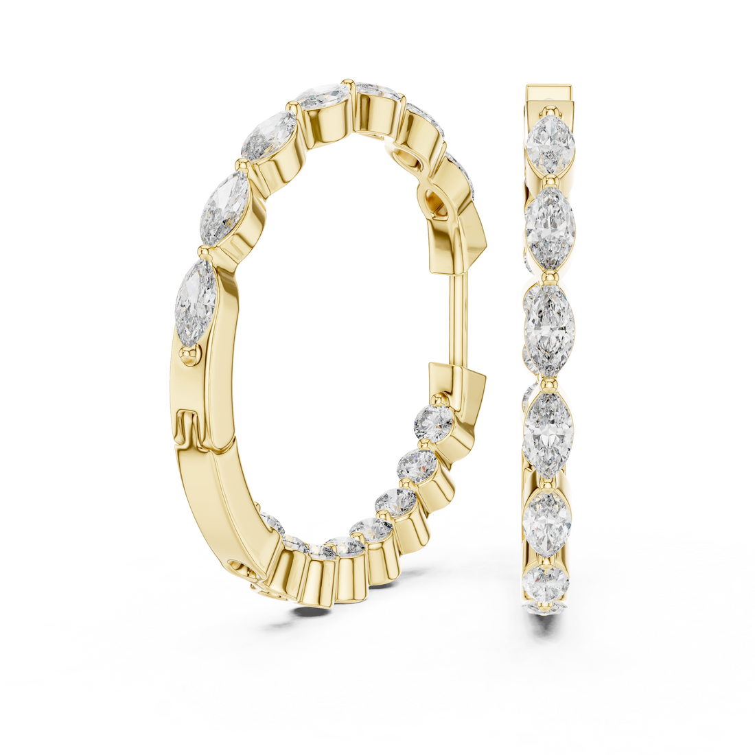 Radiant Marquis Diamond Hoop Earrings