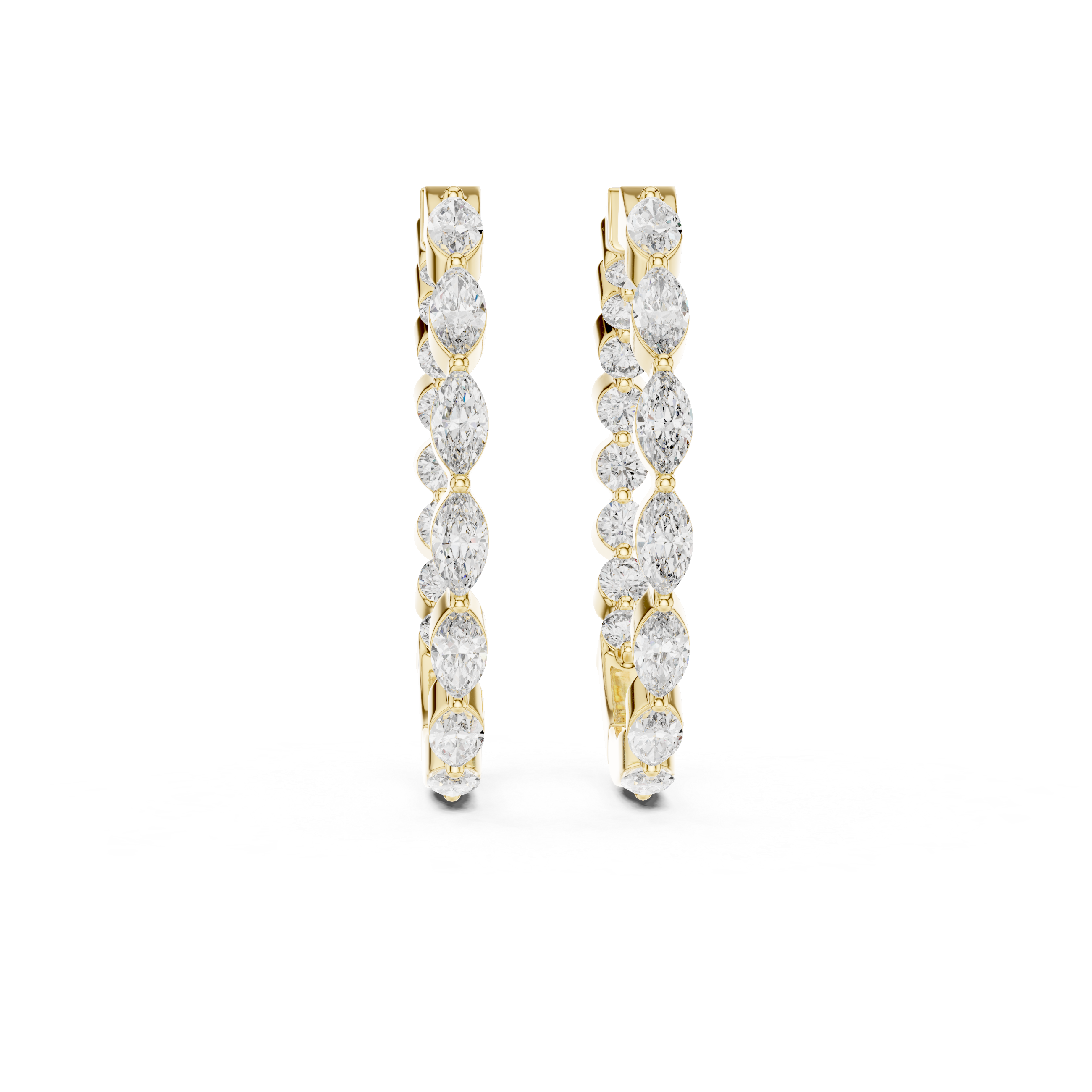 Radiant Marquis Diamond Hoop Earrings