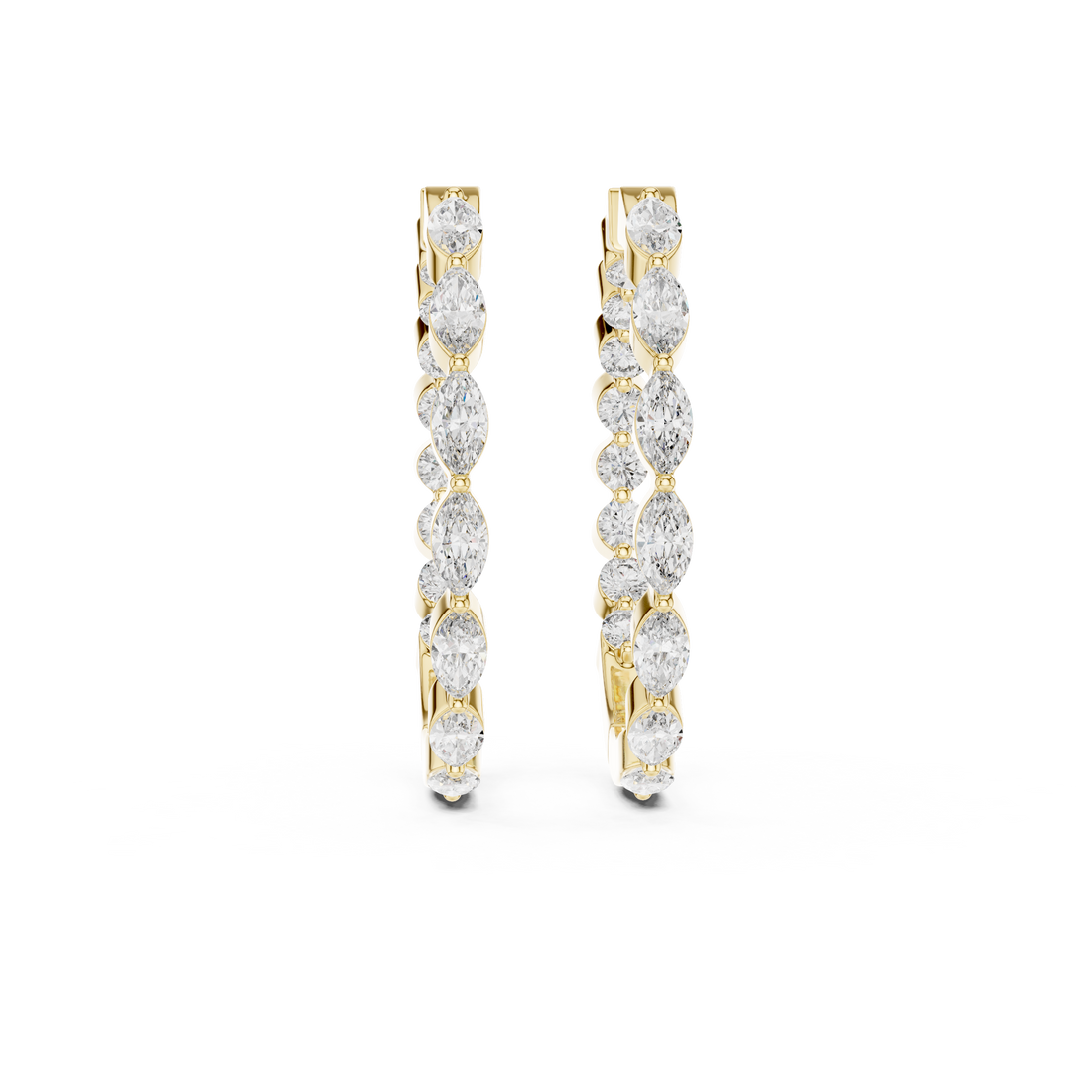 Radiant Marquis Diamond Hoop Earrings
