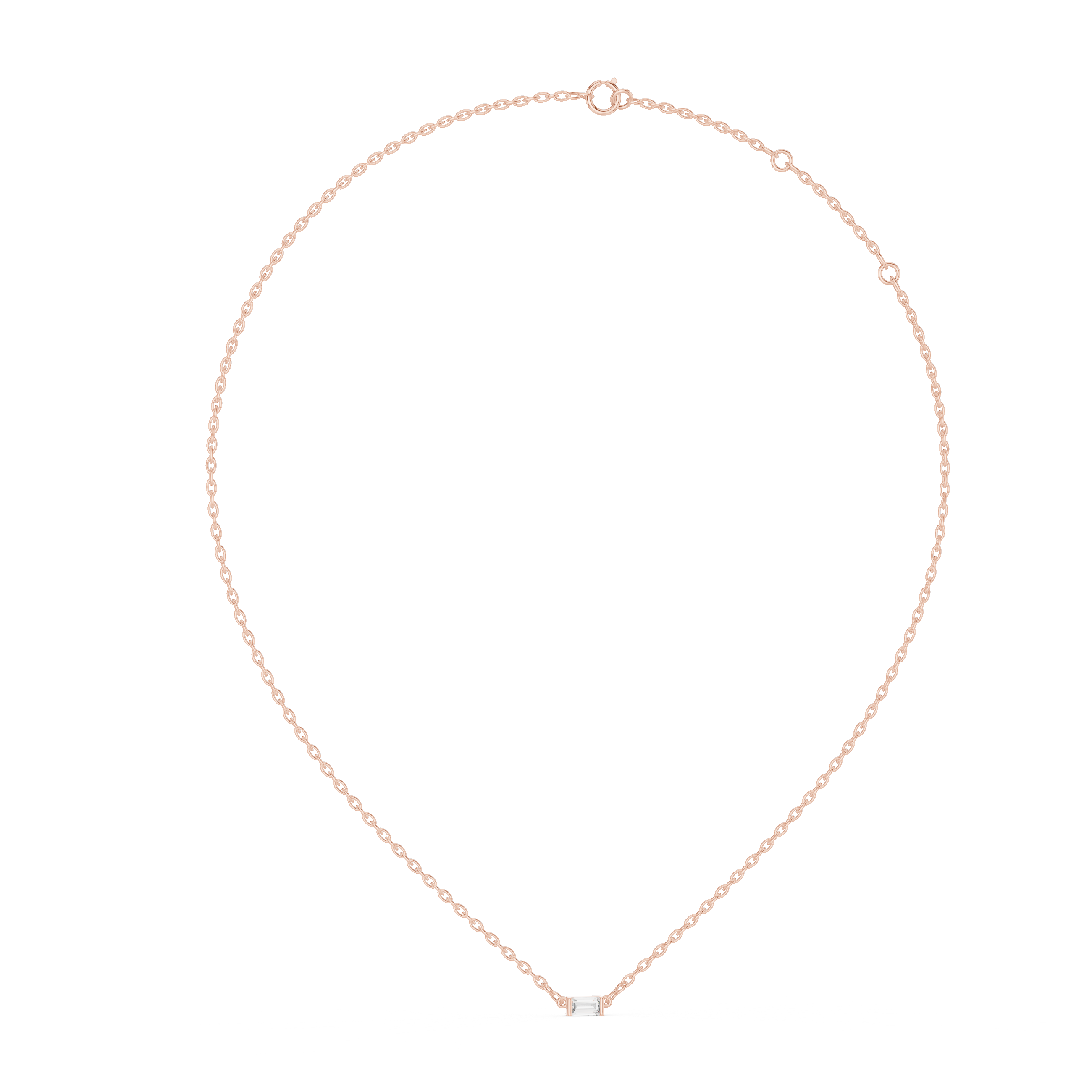 Minimal Gold Chain Necklace with Baguette Pendant