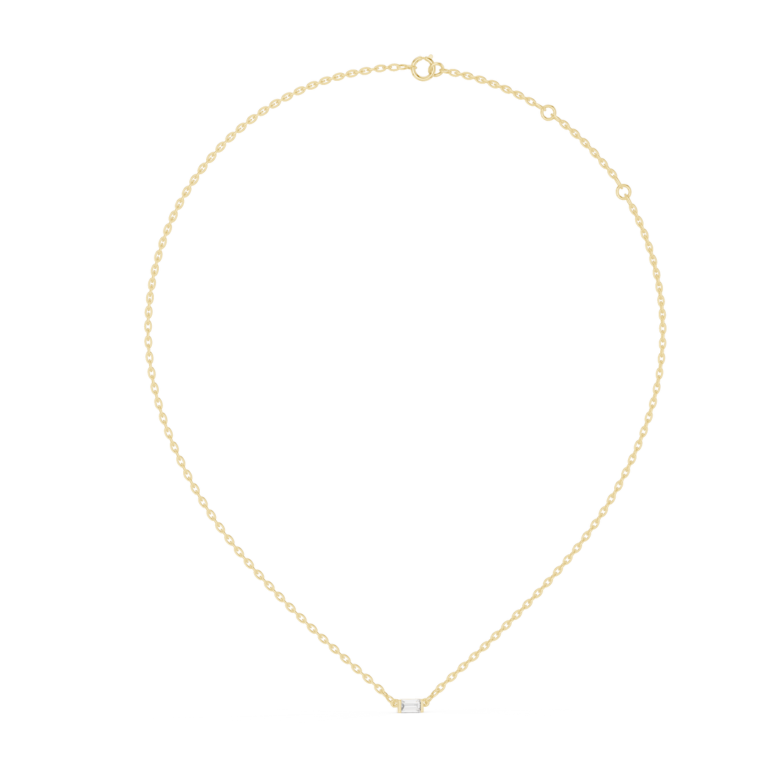 Minimal Gold Chain Necklace with Baguette Pendant
