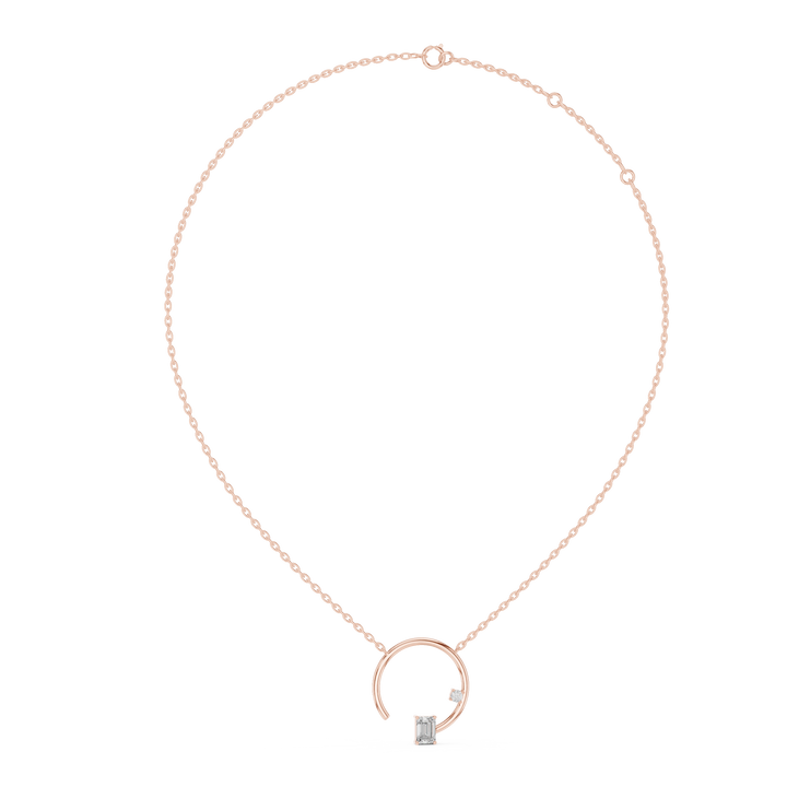 Open Circle Necklace with Baguette & Accent Stone