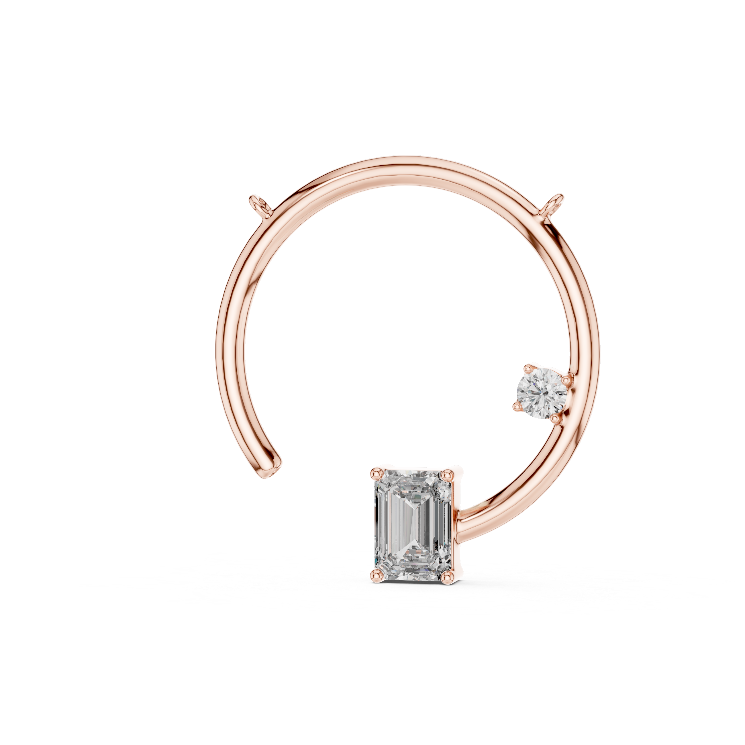 Open Circle Necklace with Baguette & Accent Stone