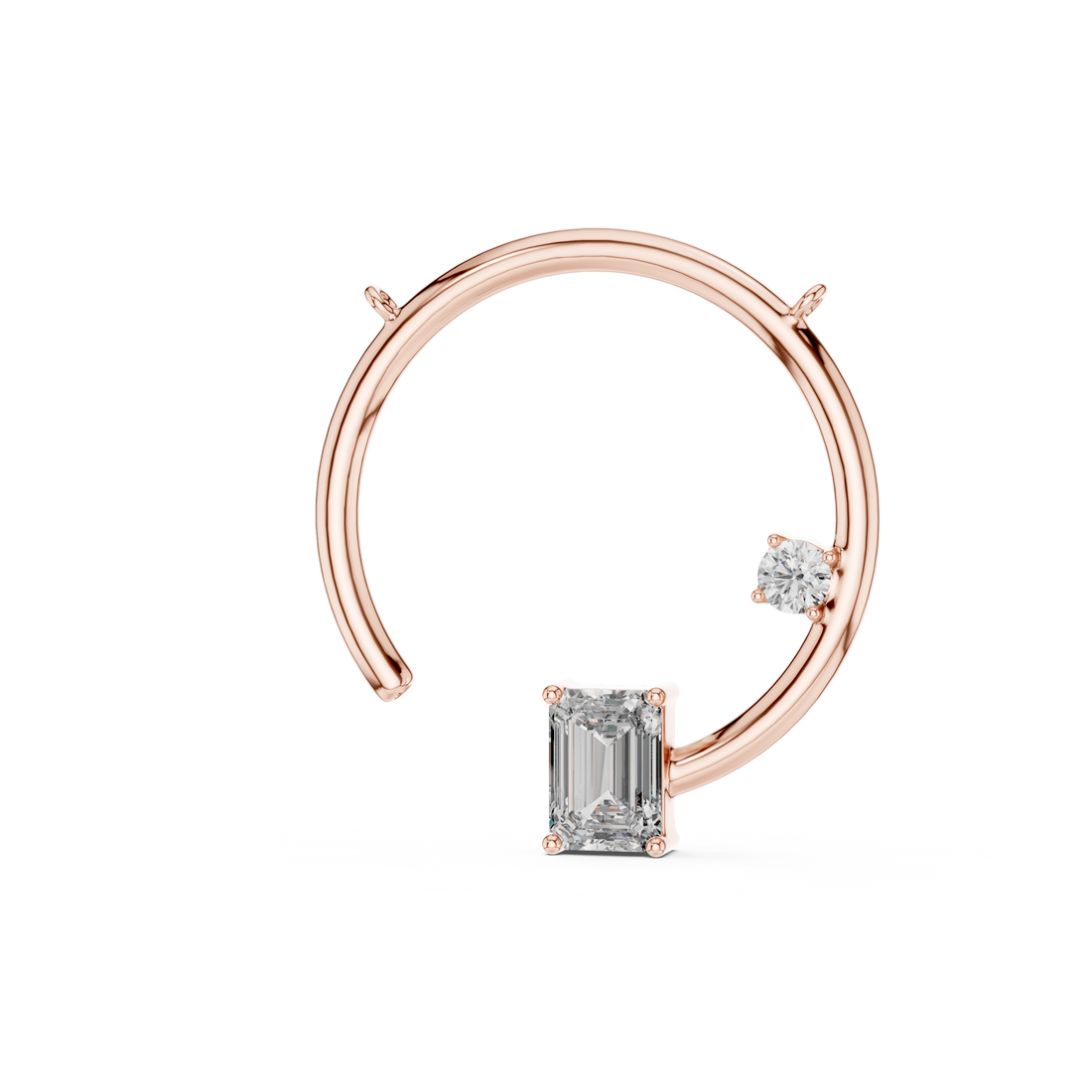 Open Circle Necklace with Baguette & Accent Stone