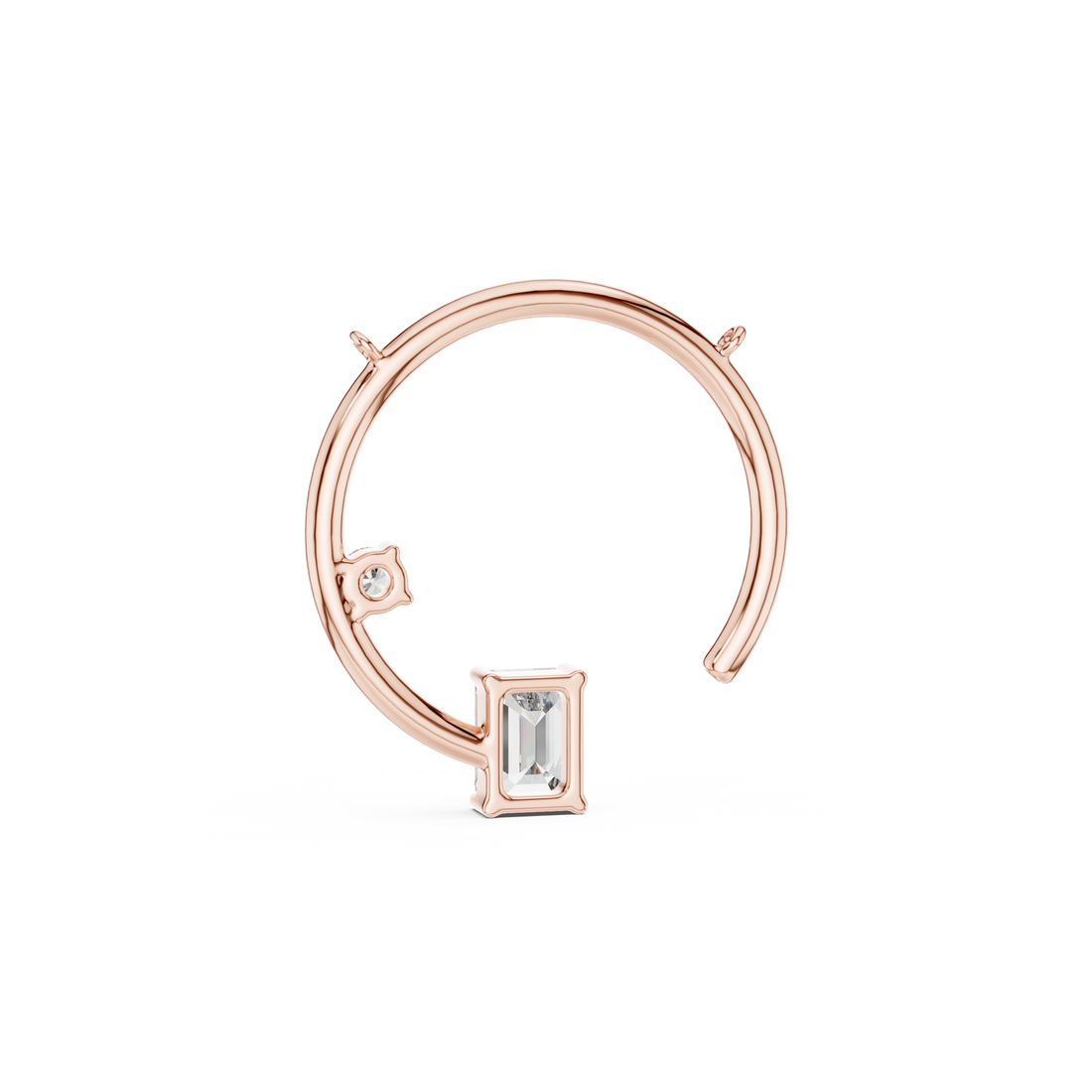 Open Circle Necklace with Baguette & Accent Stone